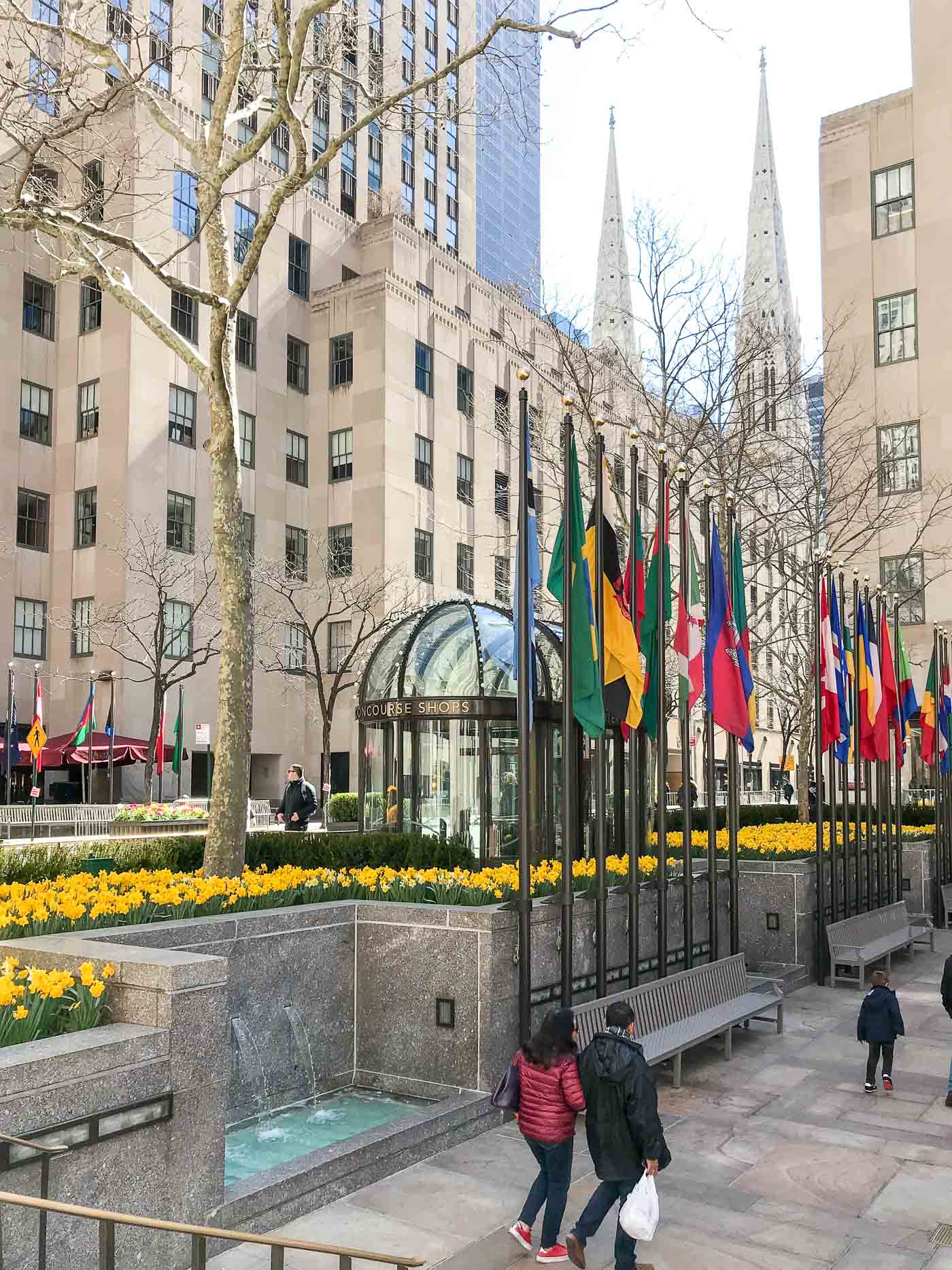 Rockefeller Center Plaza with Flags