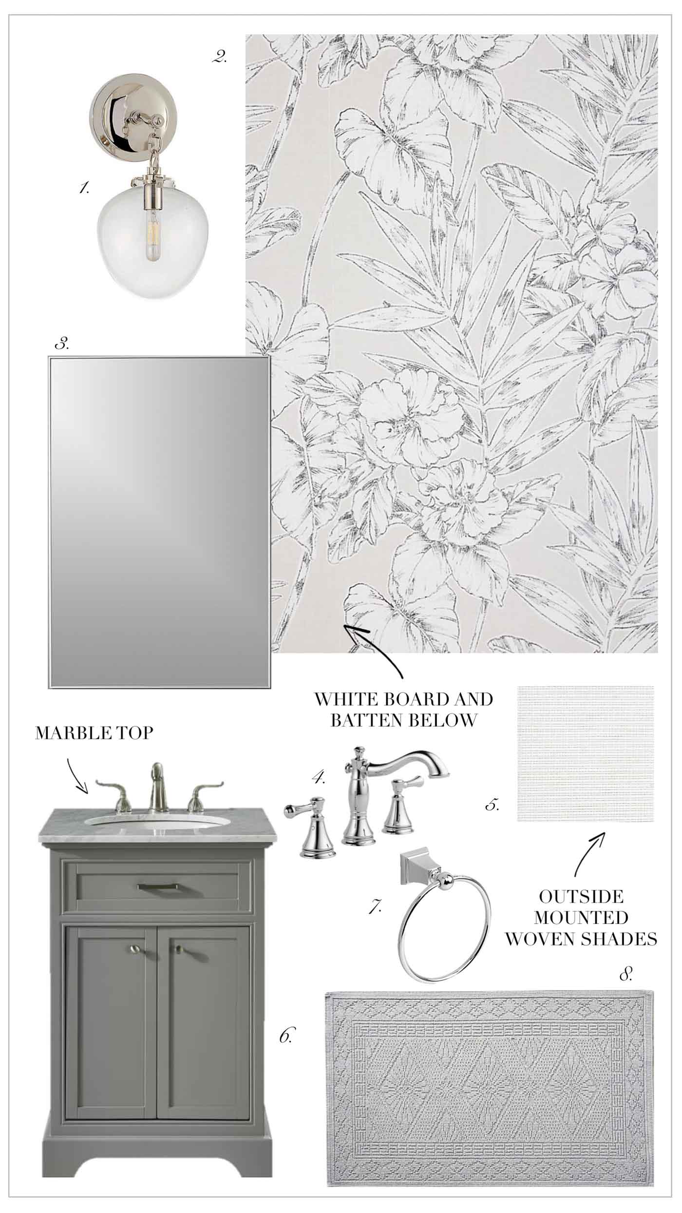 Gray and White Half Bath Design Ideas