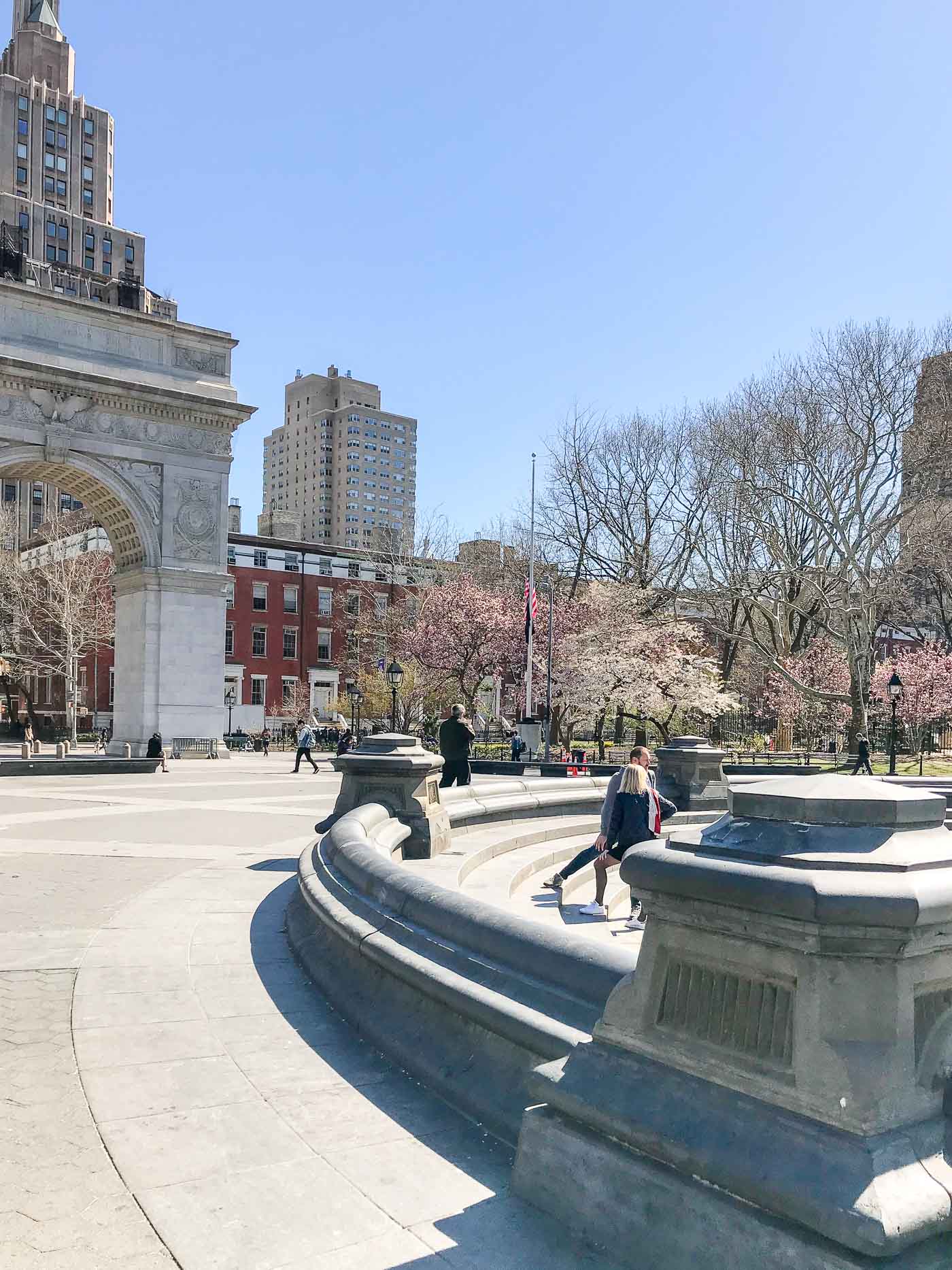 washington square park in spring with fountain