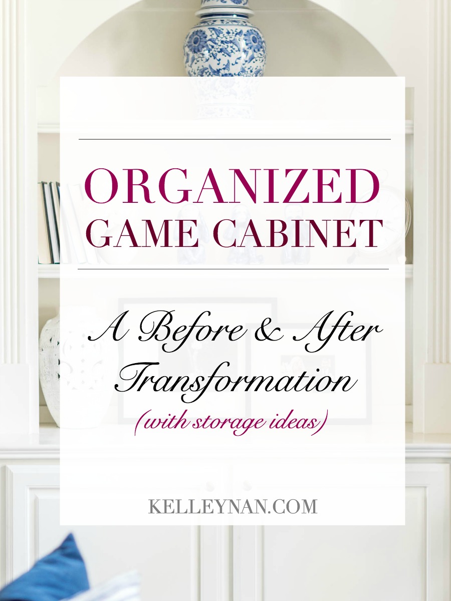 Organized Game Cabinet with Playing Cards and Game Organization Ideas