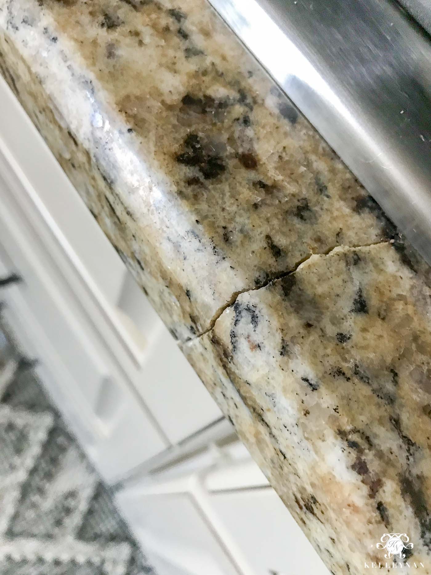 Split granite around stove