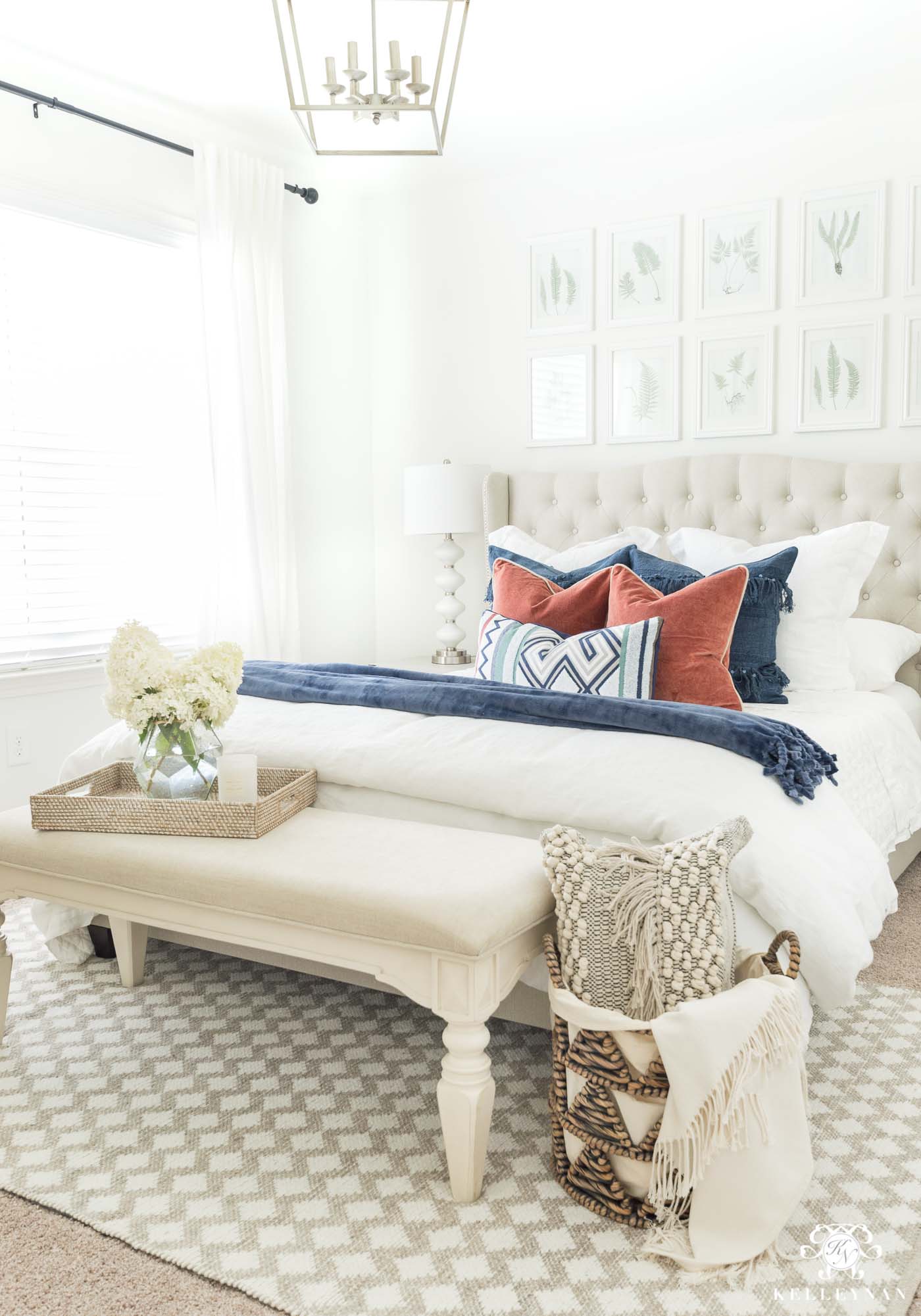 White bedding 2025 with throw pillows