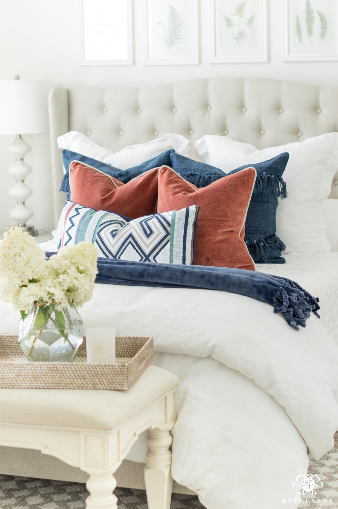 Mixing and matching pillows and patterns on best linen bedding