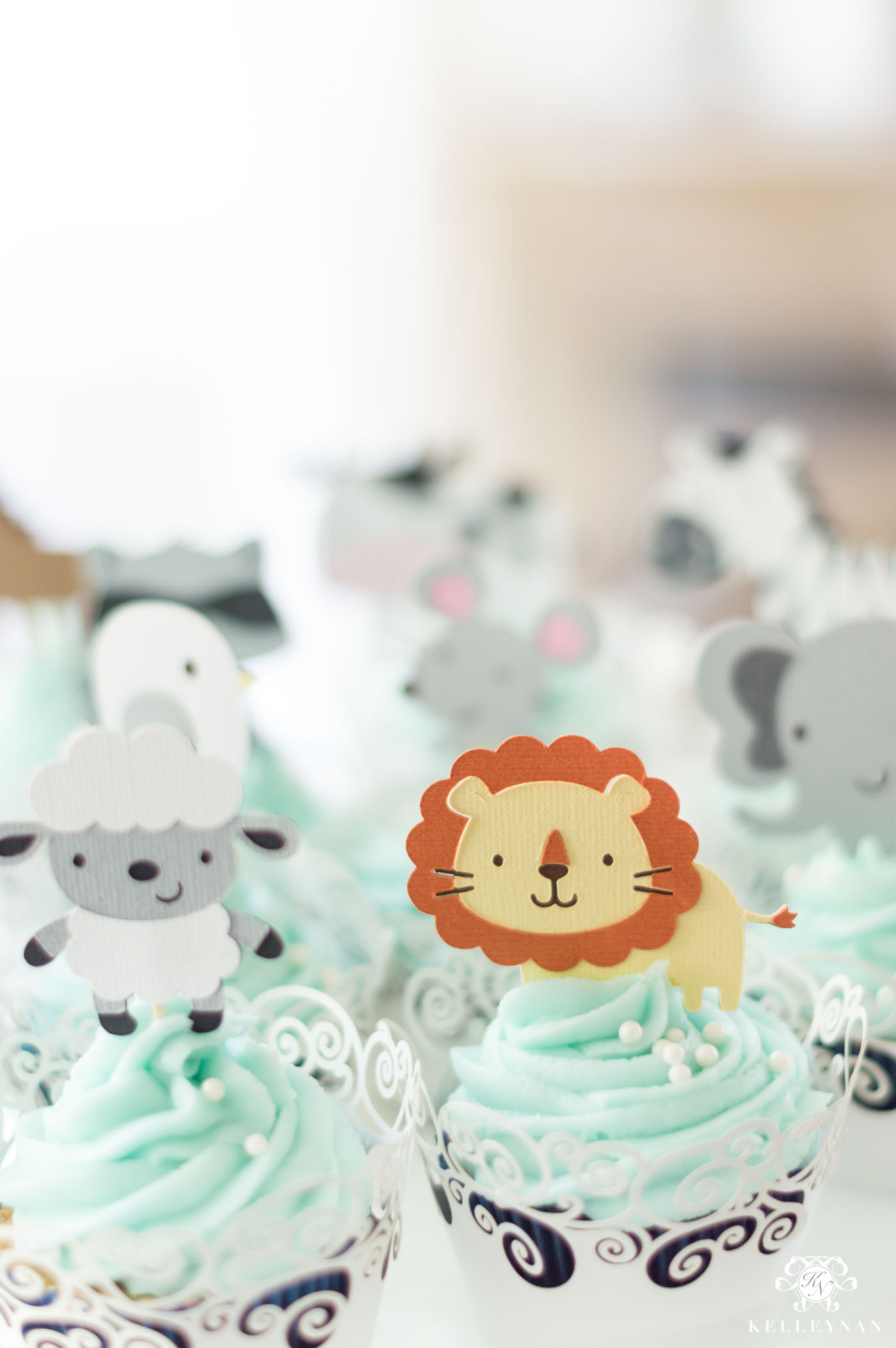 Animal Cupcakes for Noah's Ark Themed Twin Baby Shower