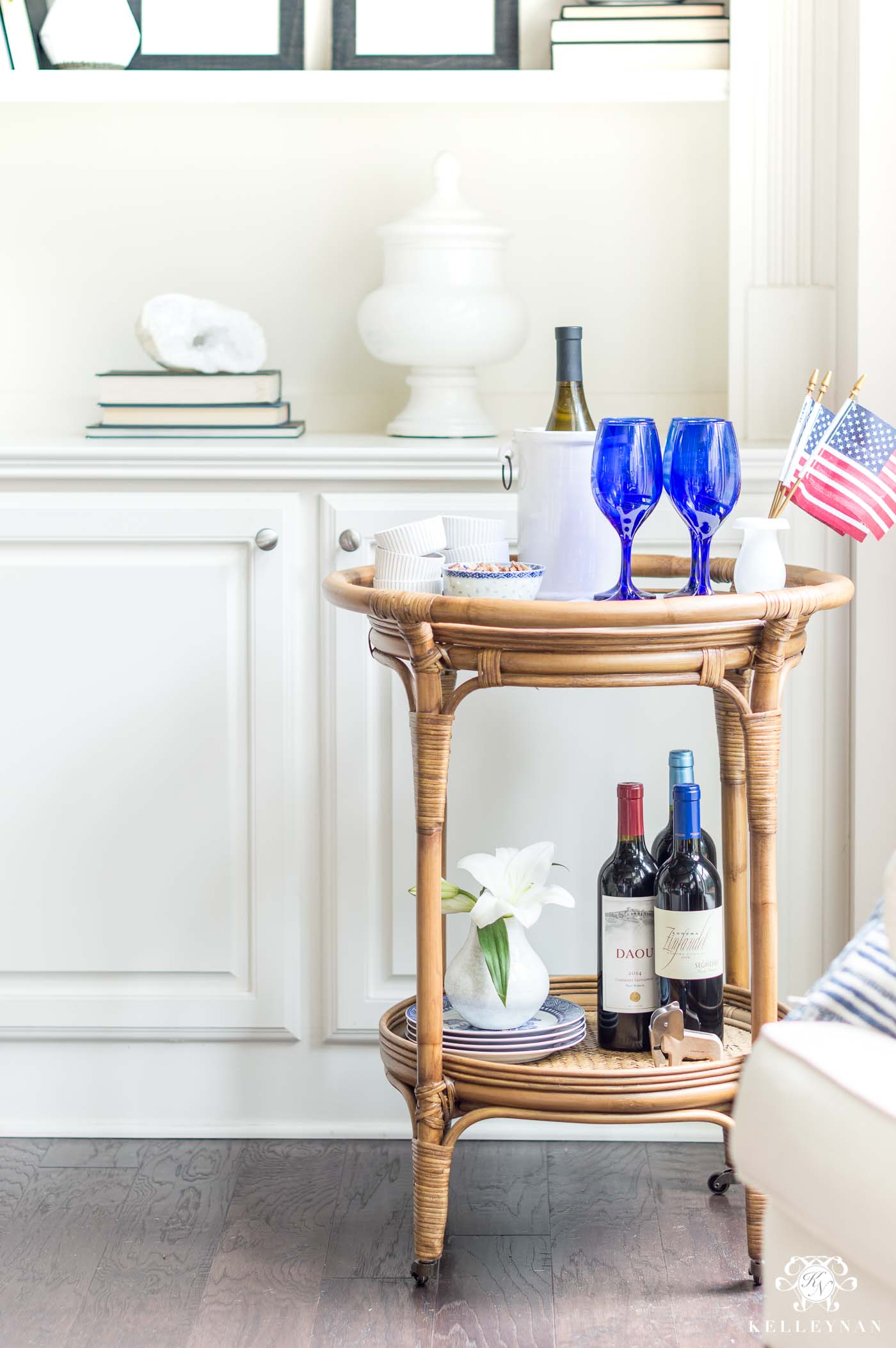 Rattan Bar Cart for the 4th of July