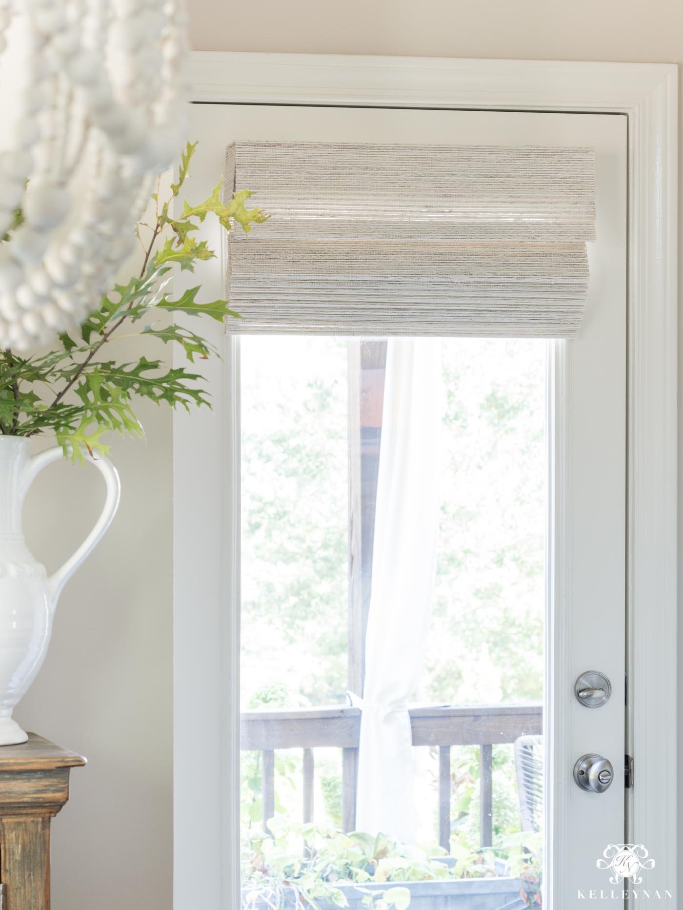 Cordless Woven Shades for a Window Door