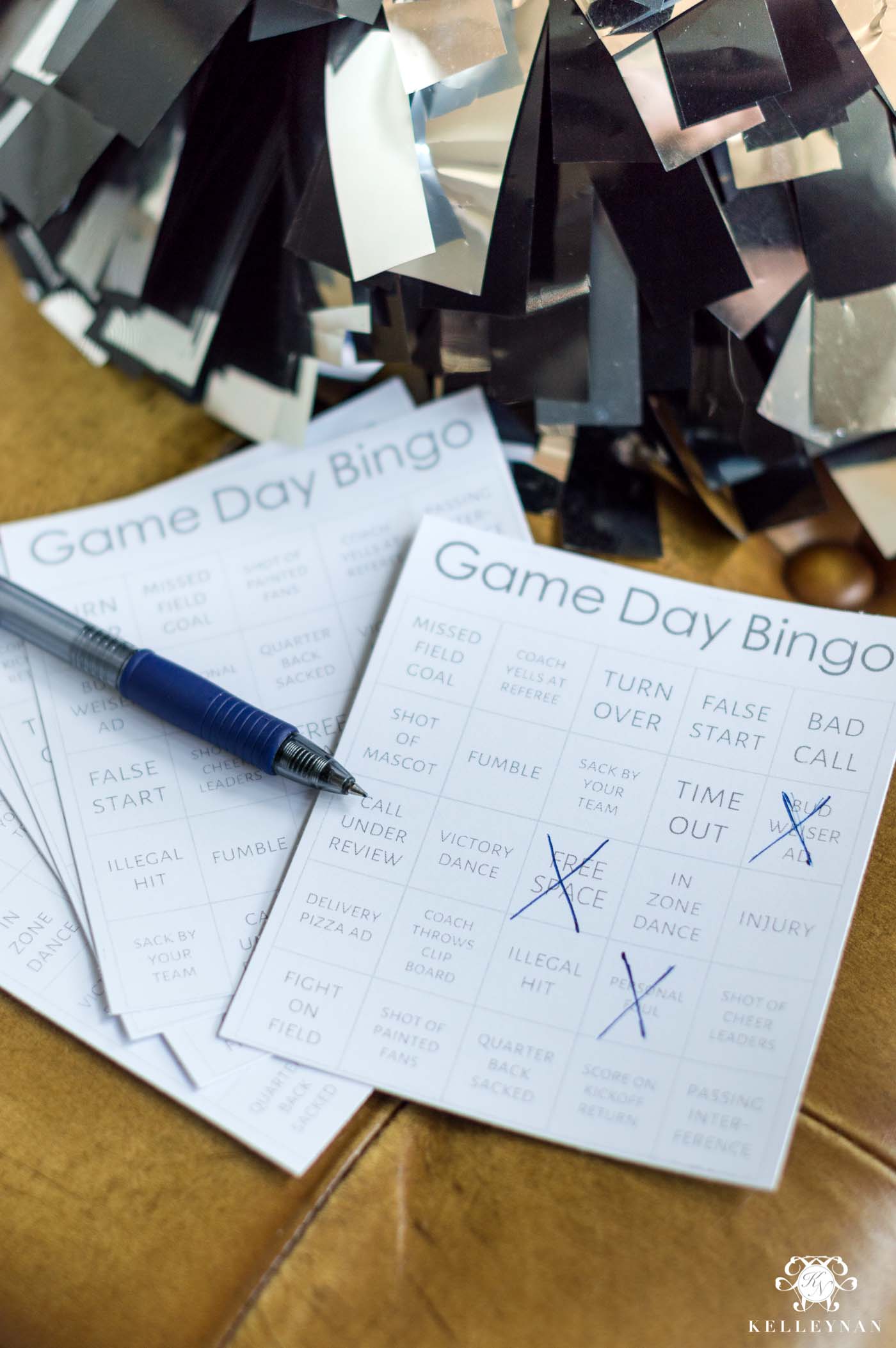 Football game bingo cards to play watching the game
