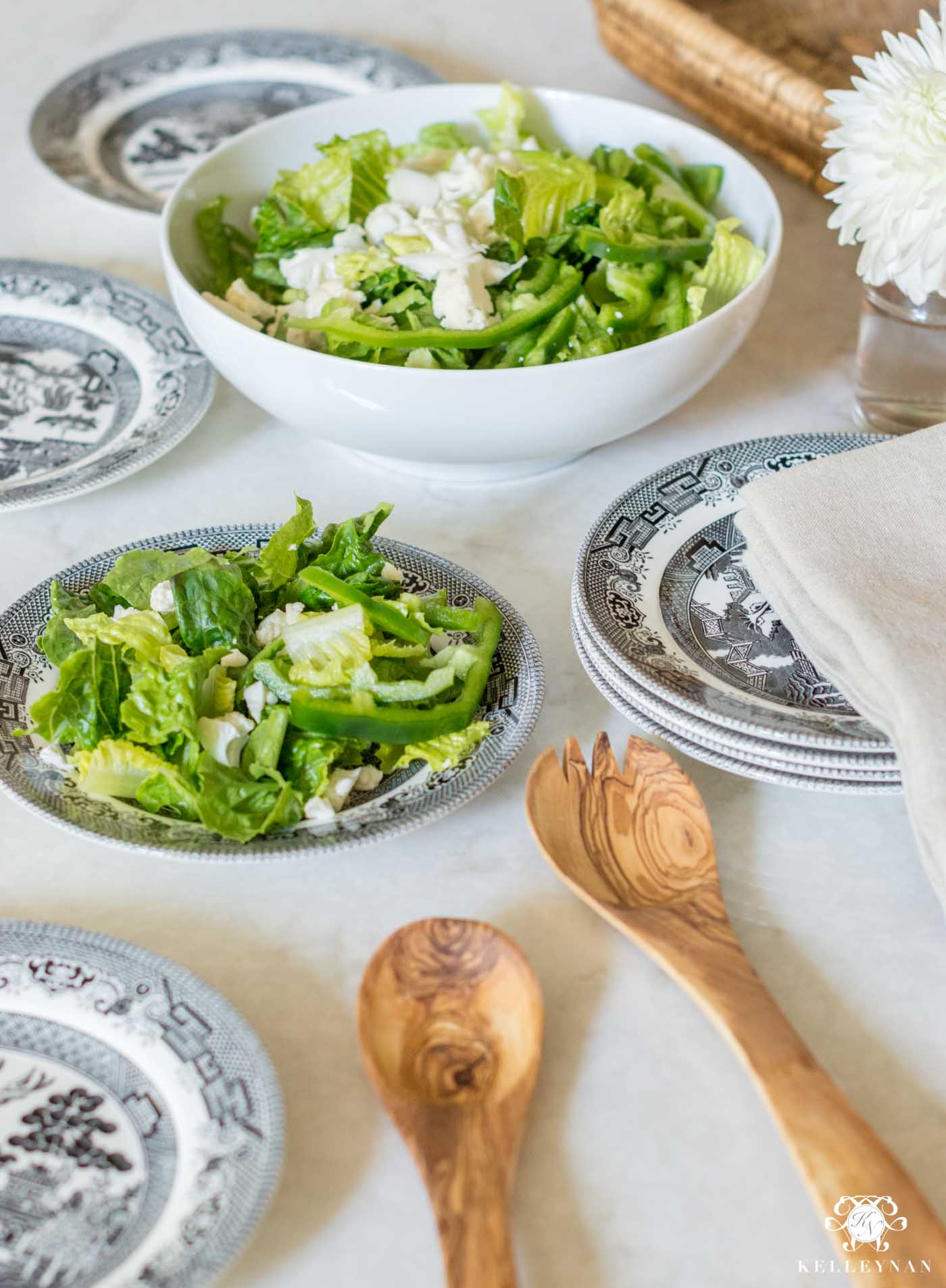 Black and White Willow Salad Plates