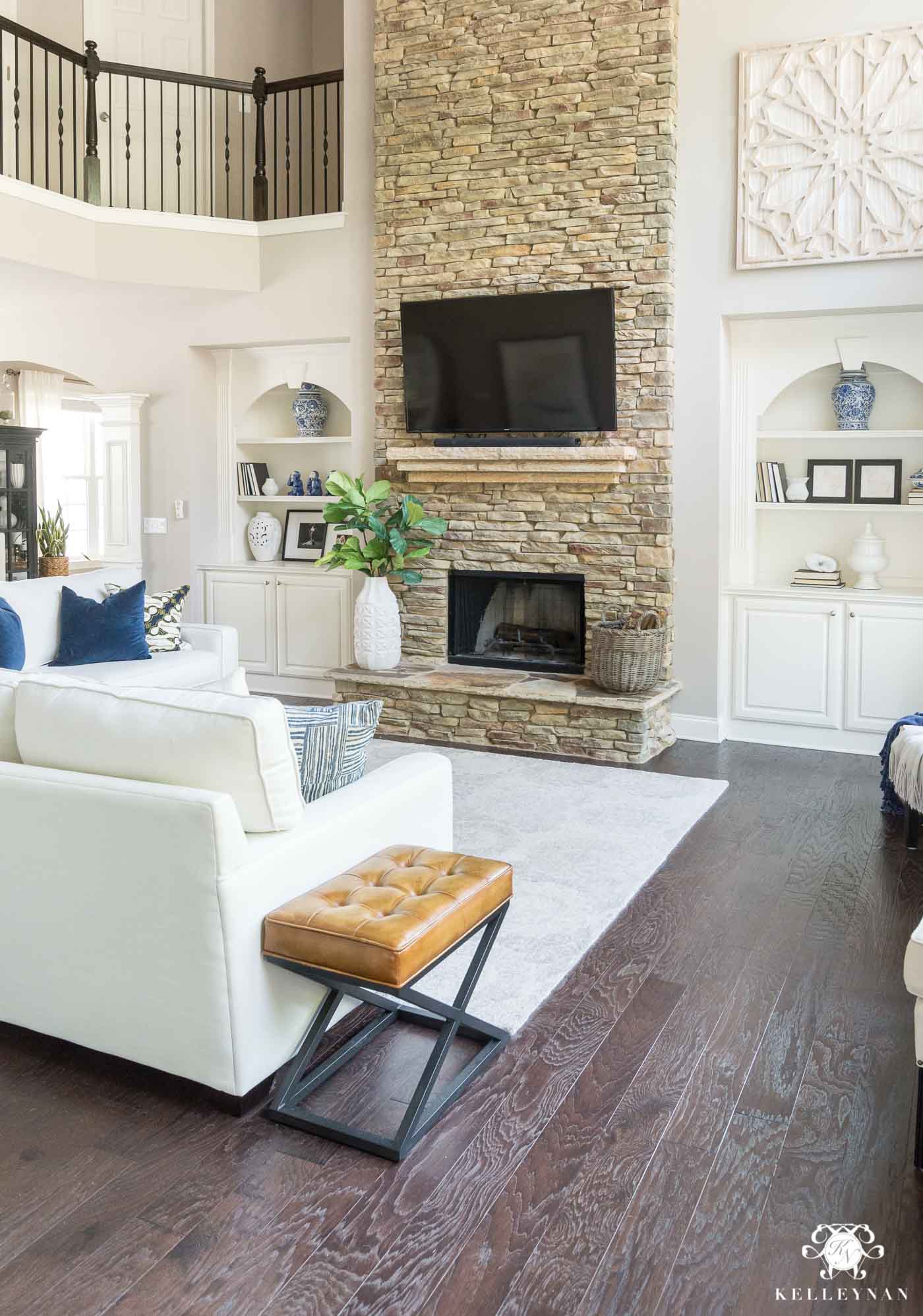 Living Room Layout with TV over the mantel