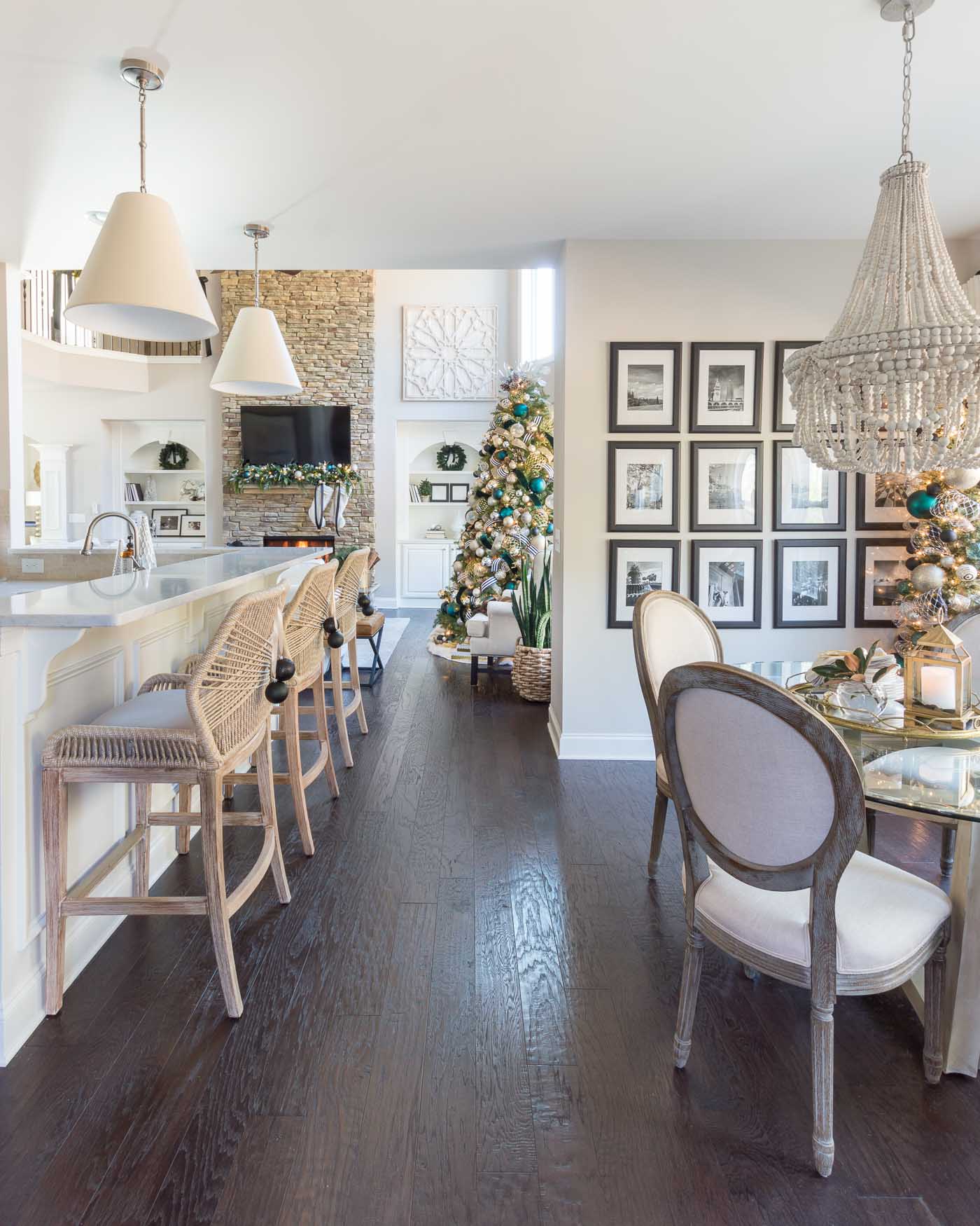 Christmas home tour with open concept Christmas decorations and styling ideas