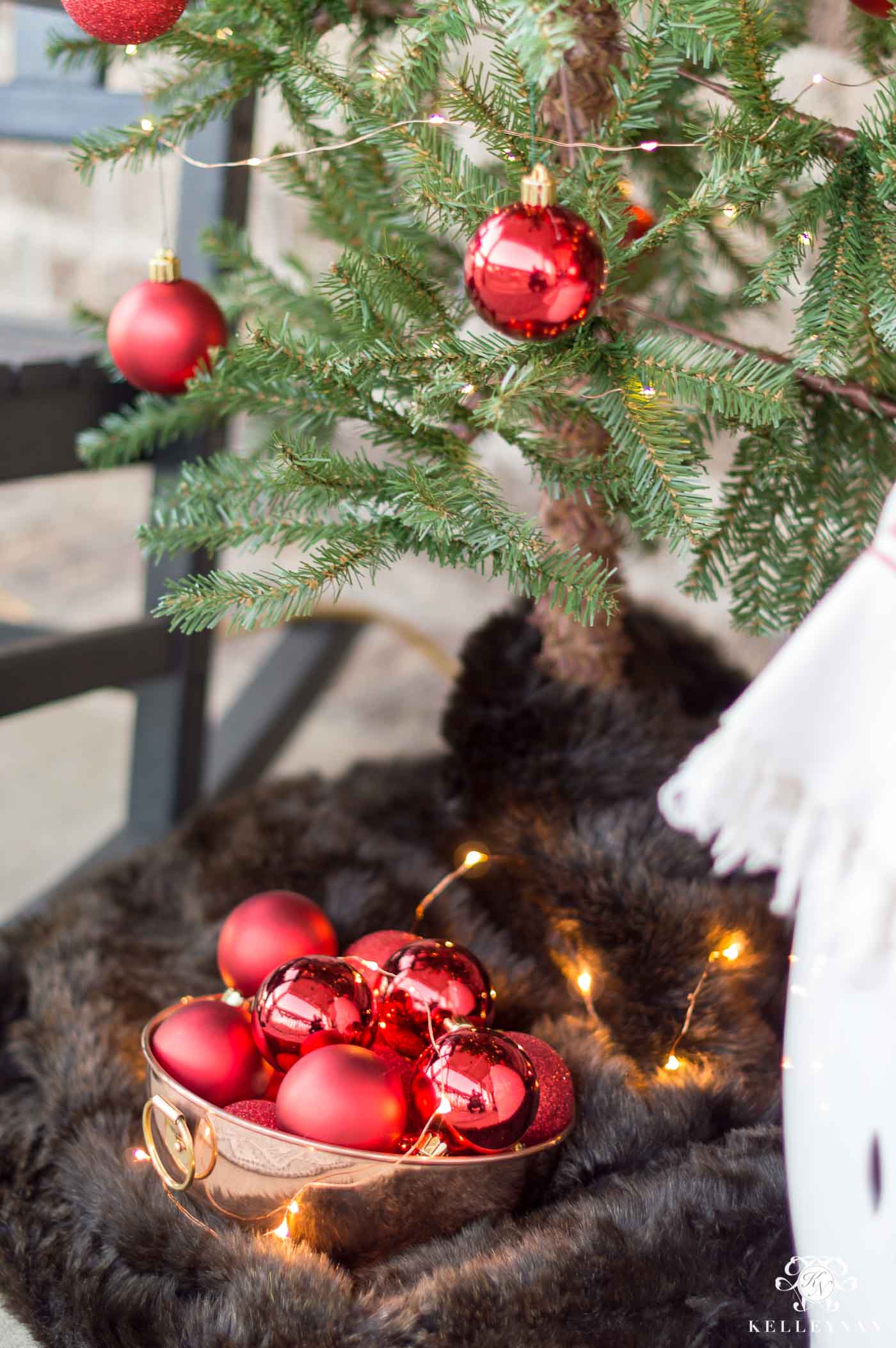 Christmas decorating on the front porch