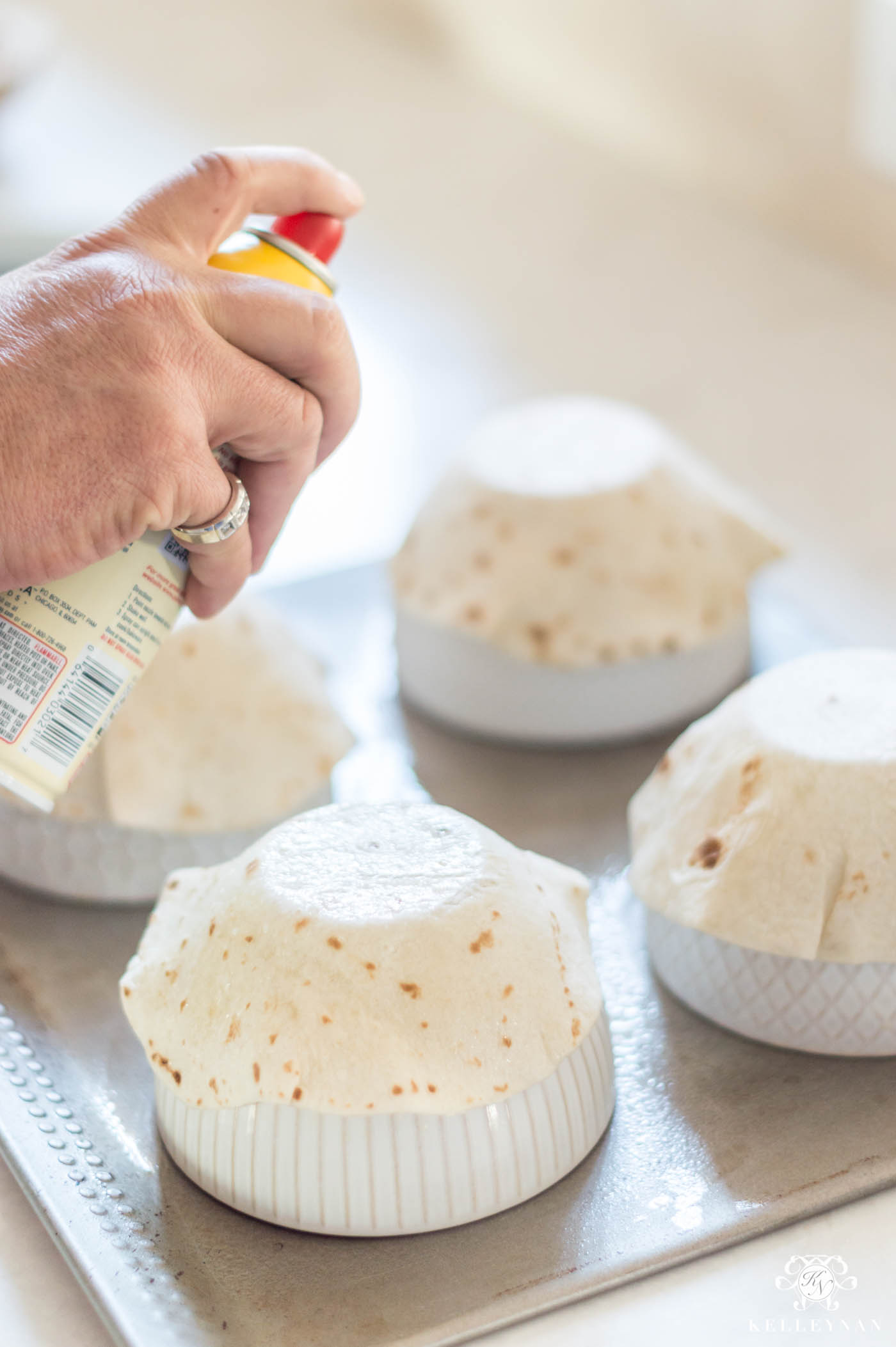 How to bake flour tortillas for taco salad shells