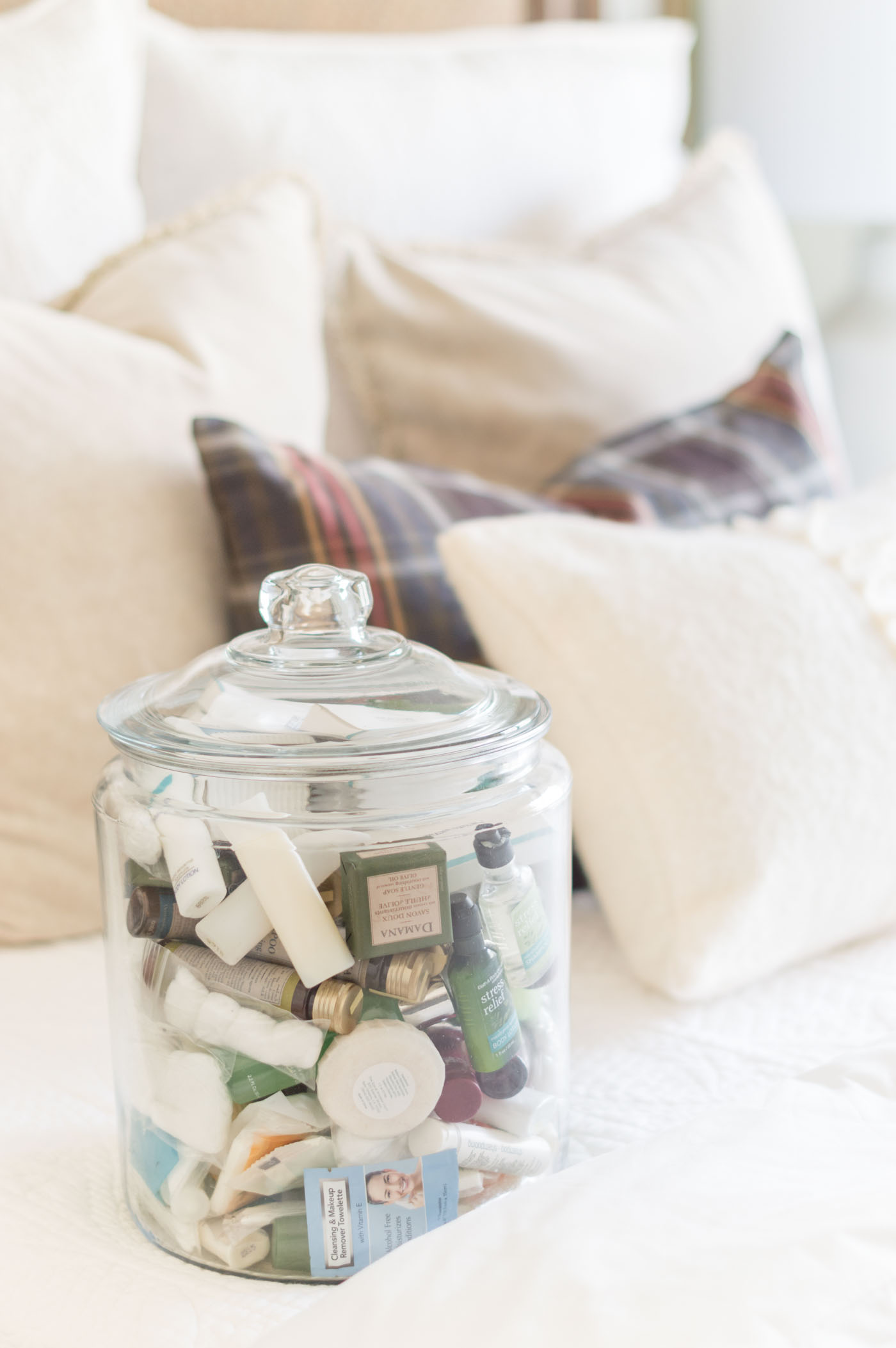 Using a huge jar for small guest toiletries