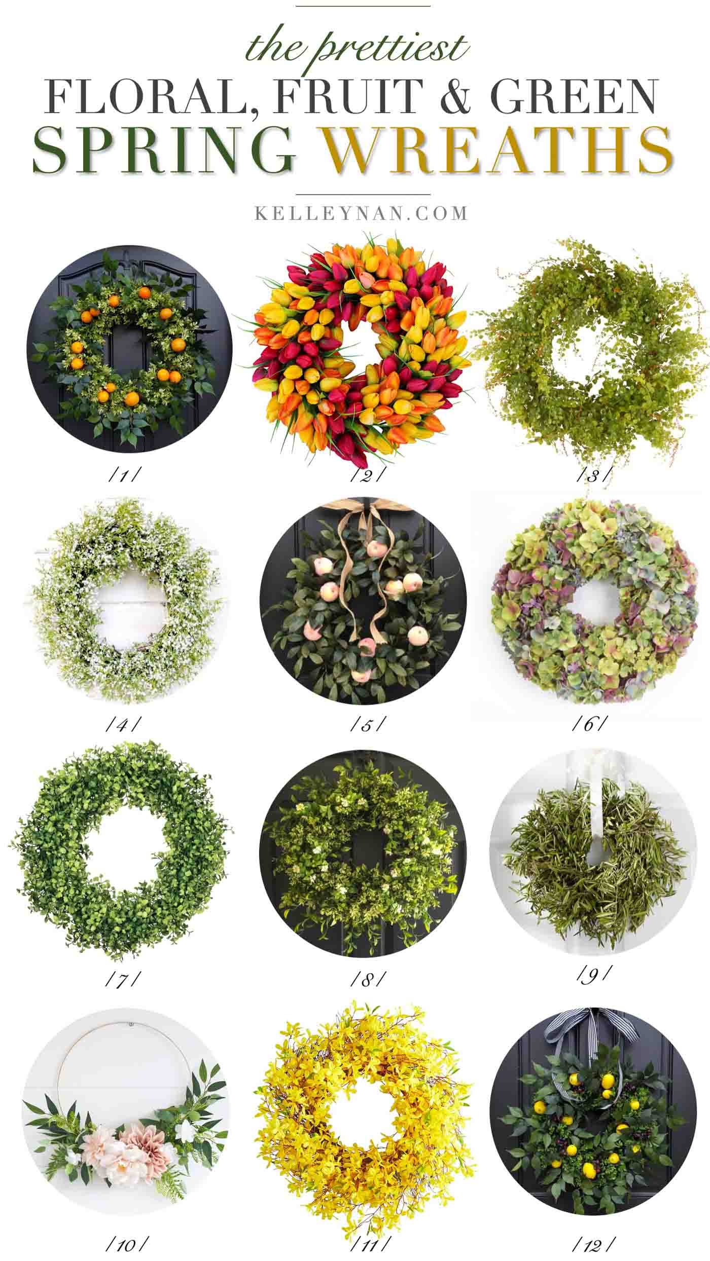 Pretty spring wreaths for your front door decor