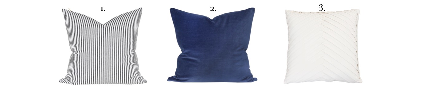 blue black and white pillow combo