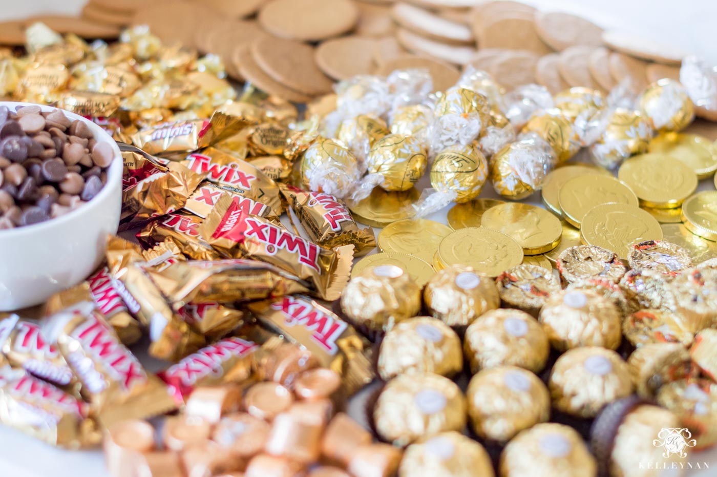 Pot of gold with candy and chocolate- easy dessert idea