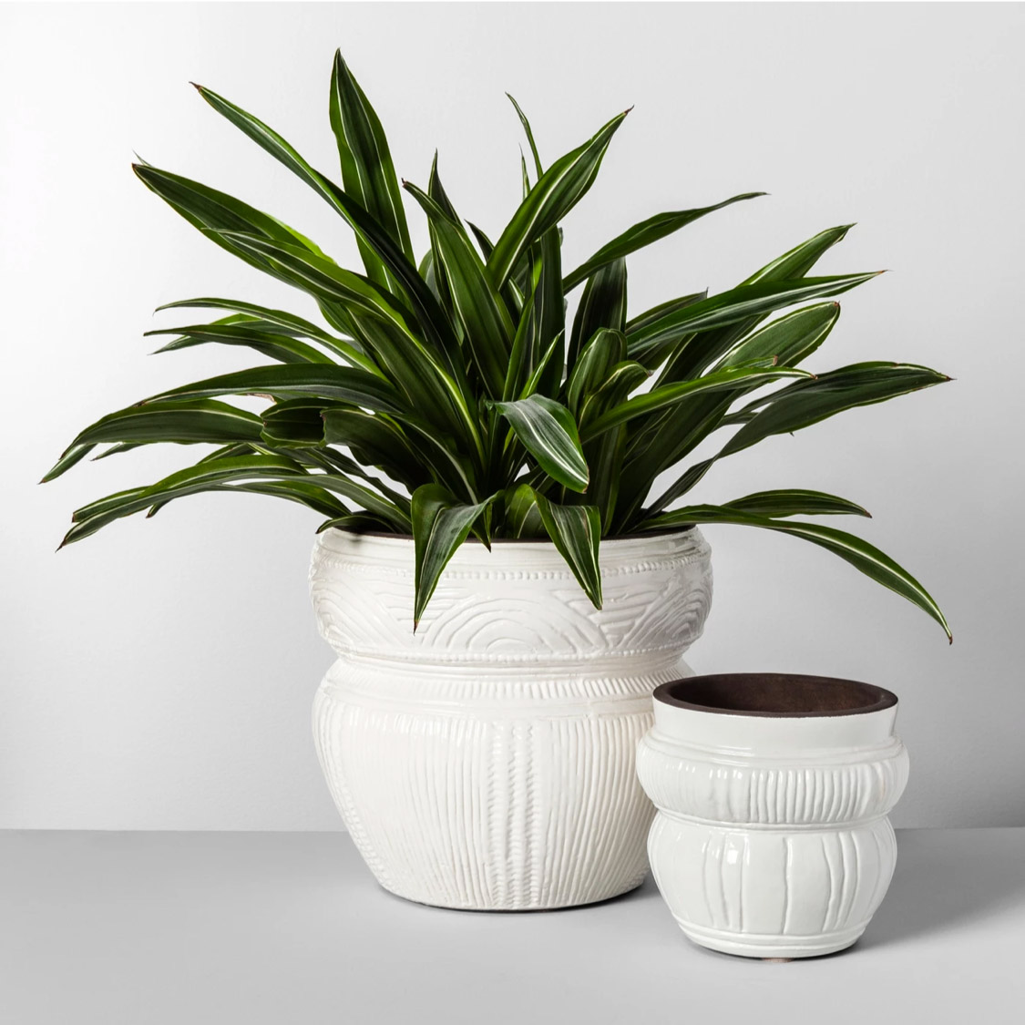 white boho planter