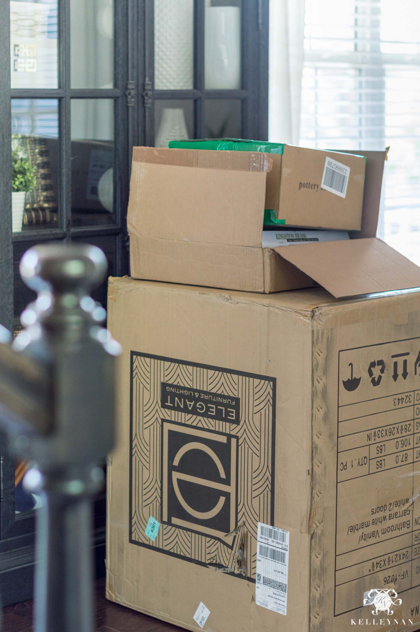 boxes in foyer