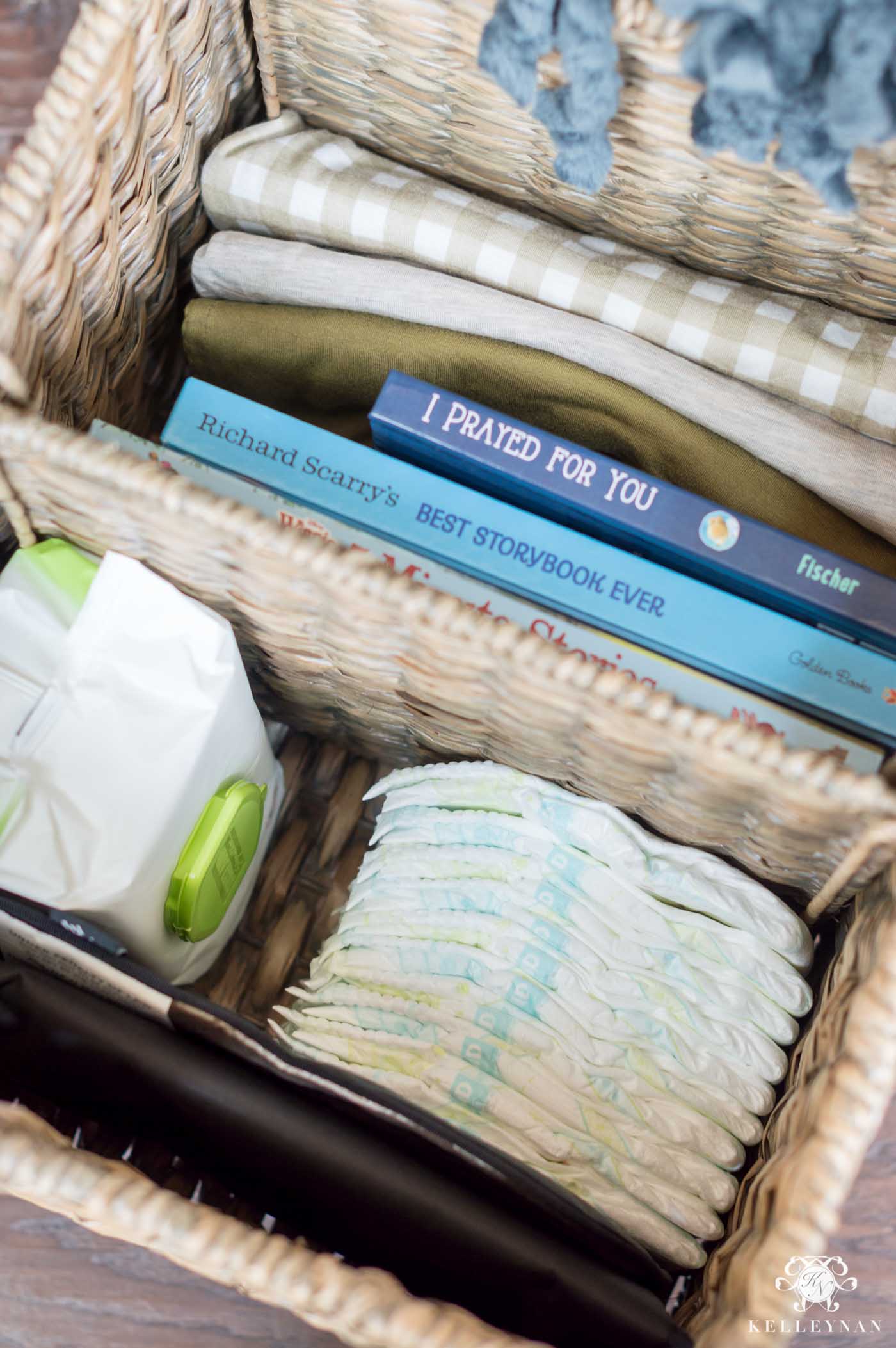 How to hide diapers in a pretty diaper changing station in the living room