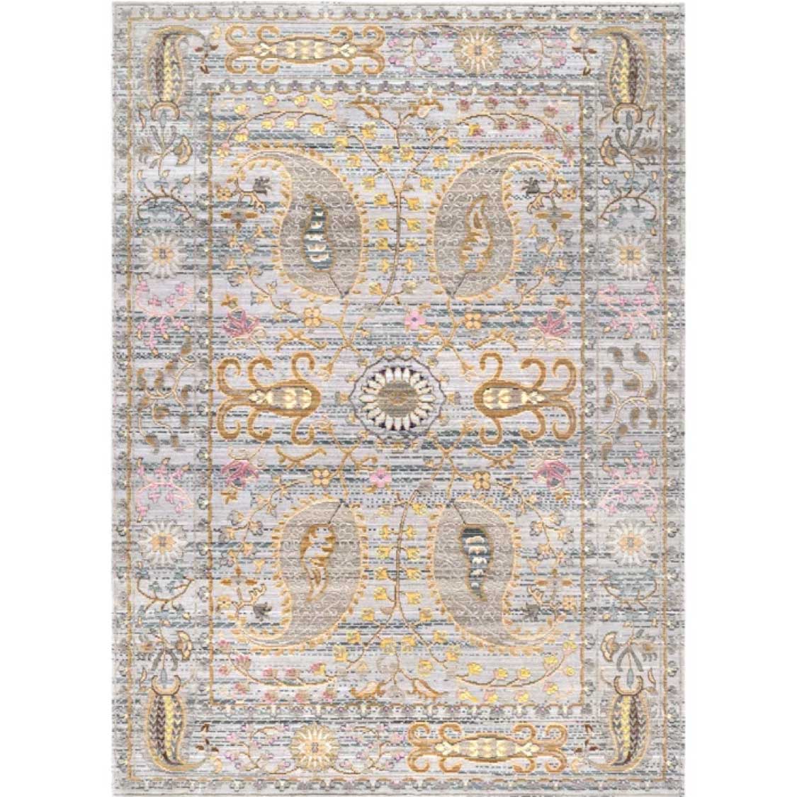 neutral colorful rug