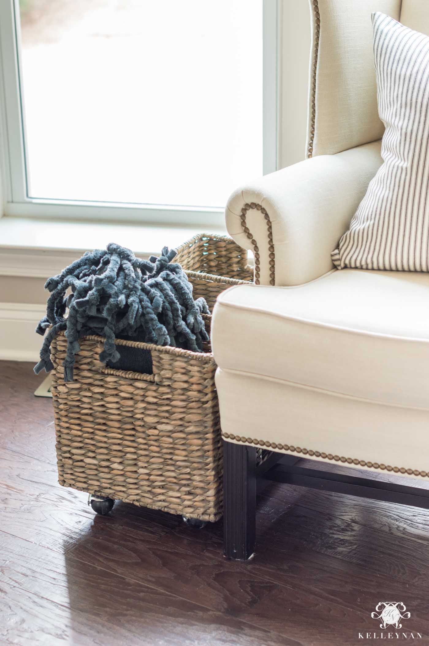 Portable diaper changing station and storage in the living room