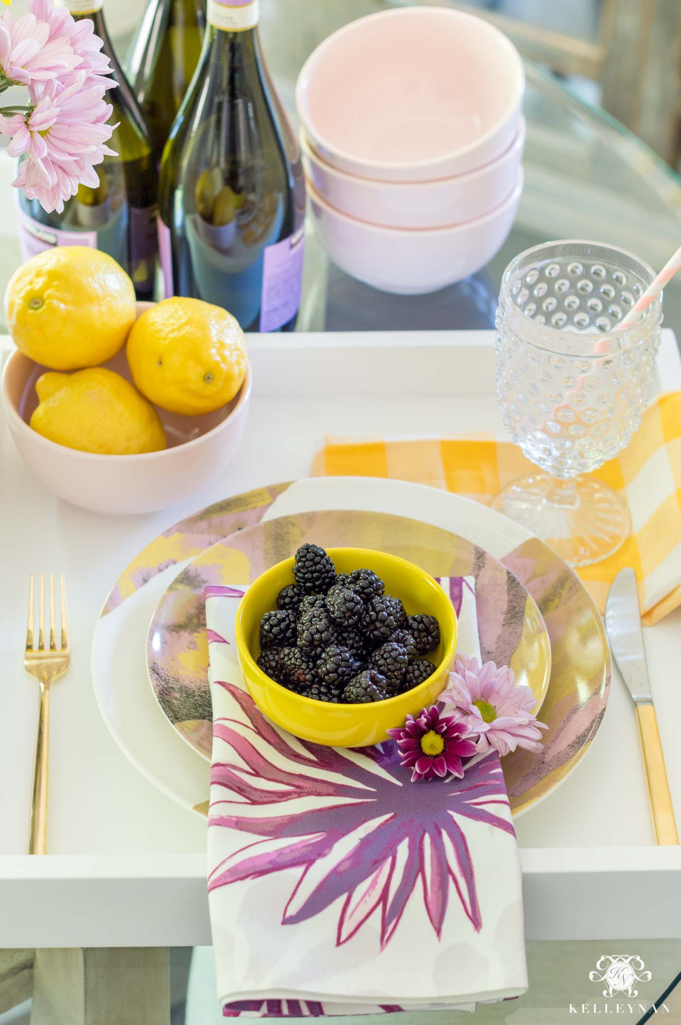 Drew Barrymore Flower Line Favorites- yellow and purple party favorites