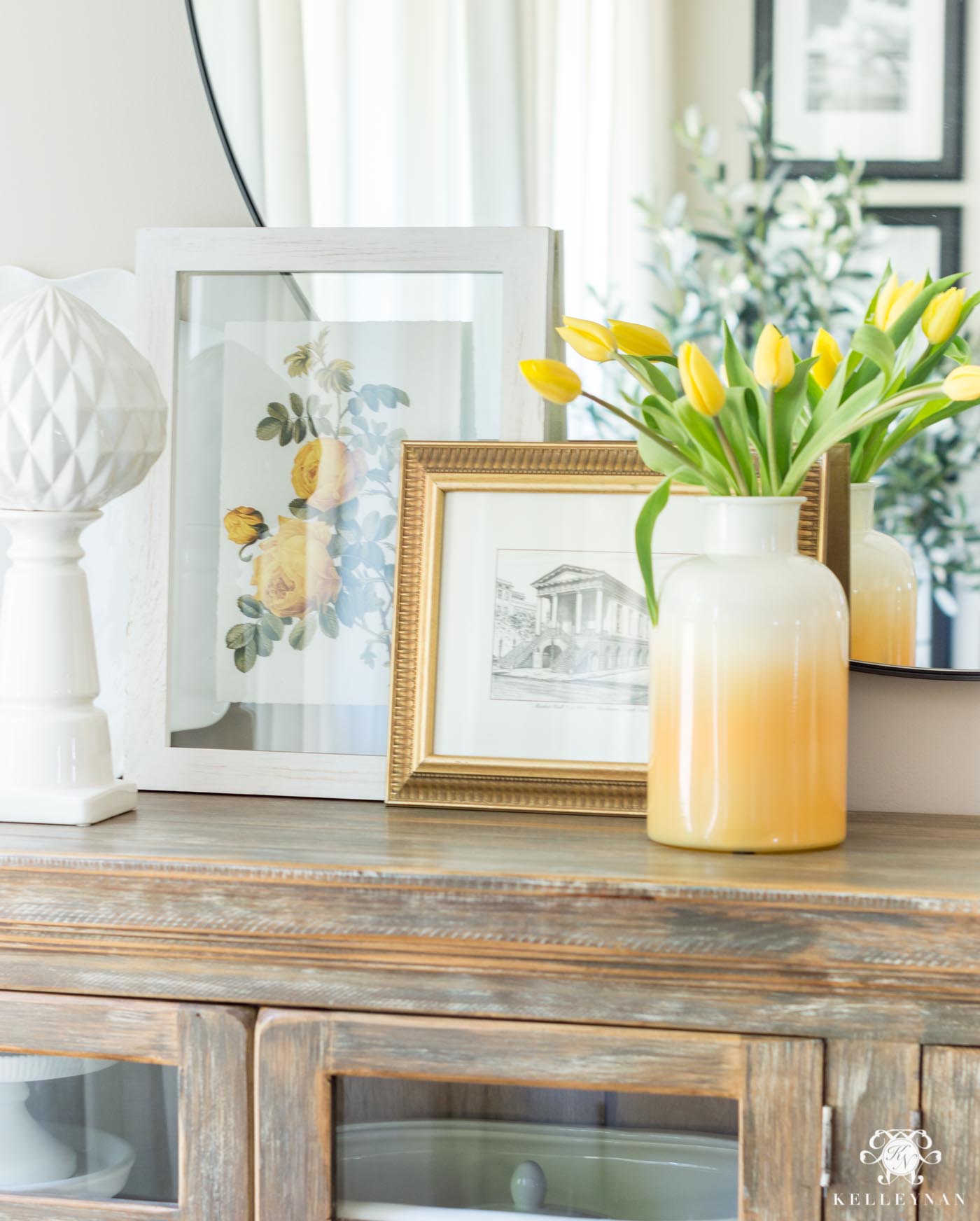 Drew Barrymore Flower Line Favorites- how to style a summer sideboard