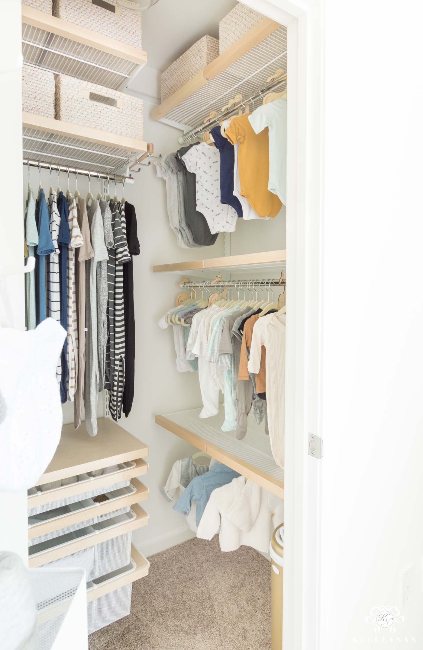 How to organize a baby nursery closet