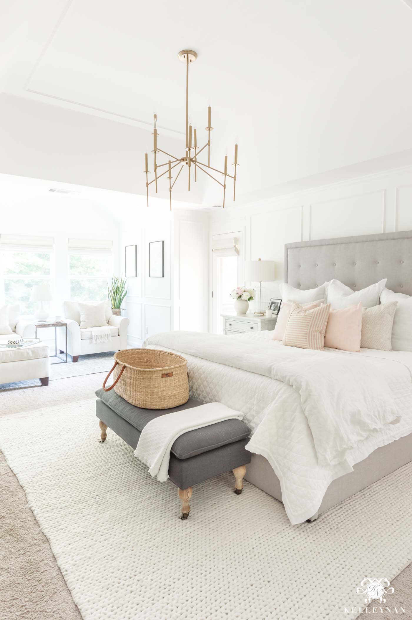 light pink and white bedroom