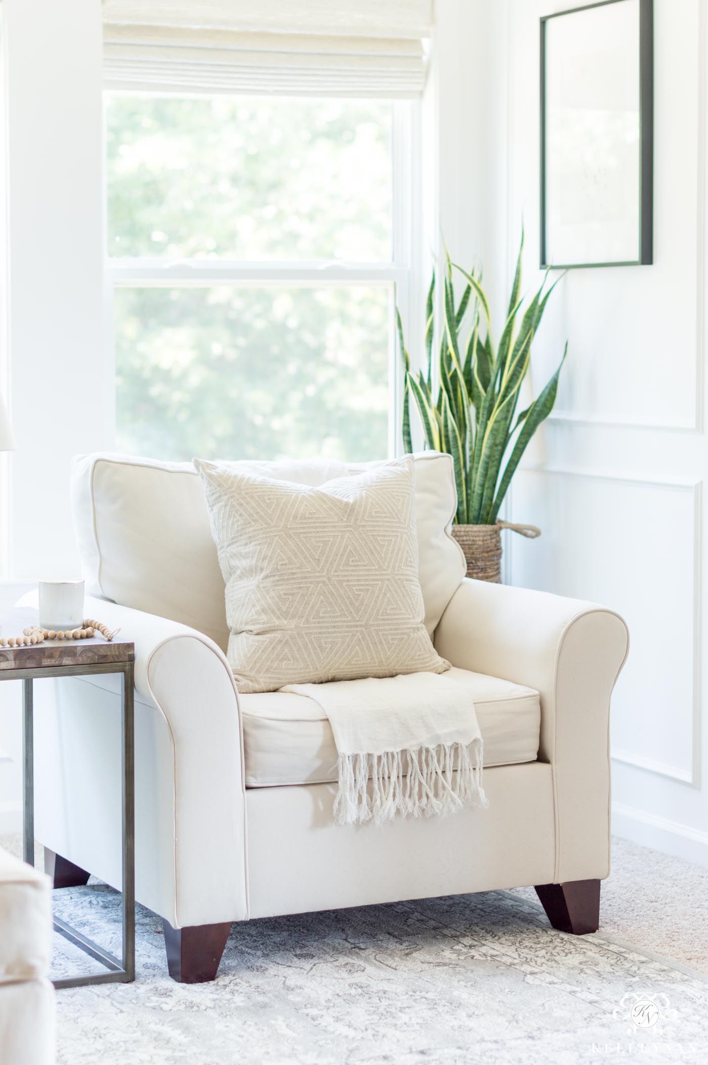 Master bedroom sitting area decor and chairs