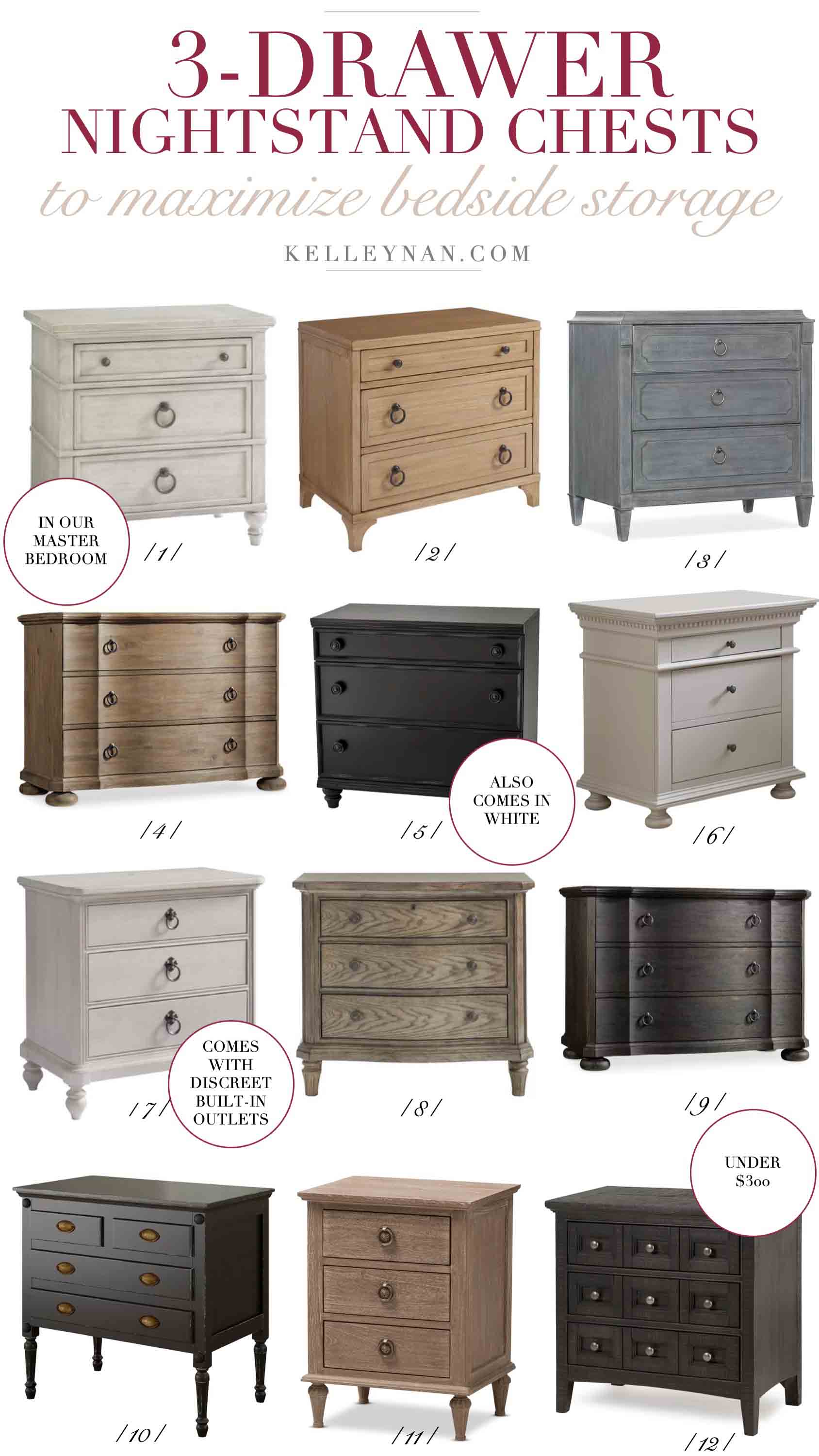 Favorite bachelor's chest three drawer nightstands to maximize bedroom storage