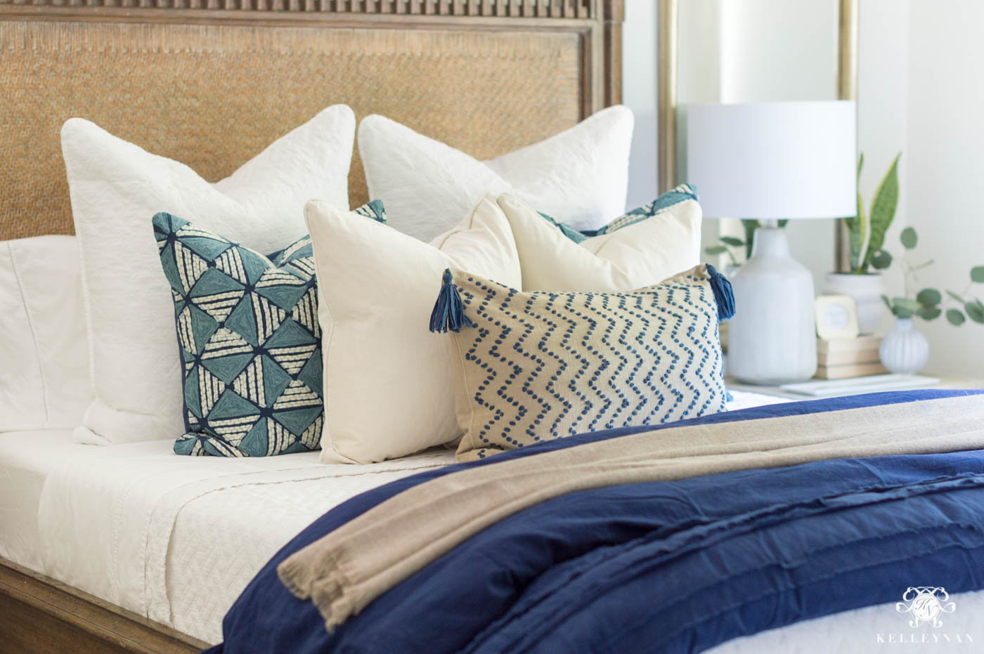 Blue & White Bedding & 7 Tips for the Perfectly Layered Bed! - Kelley Nan