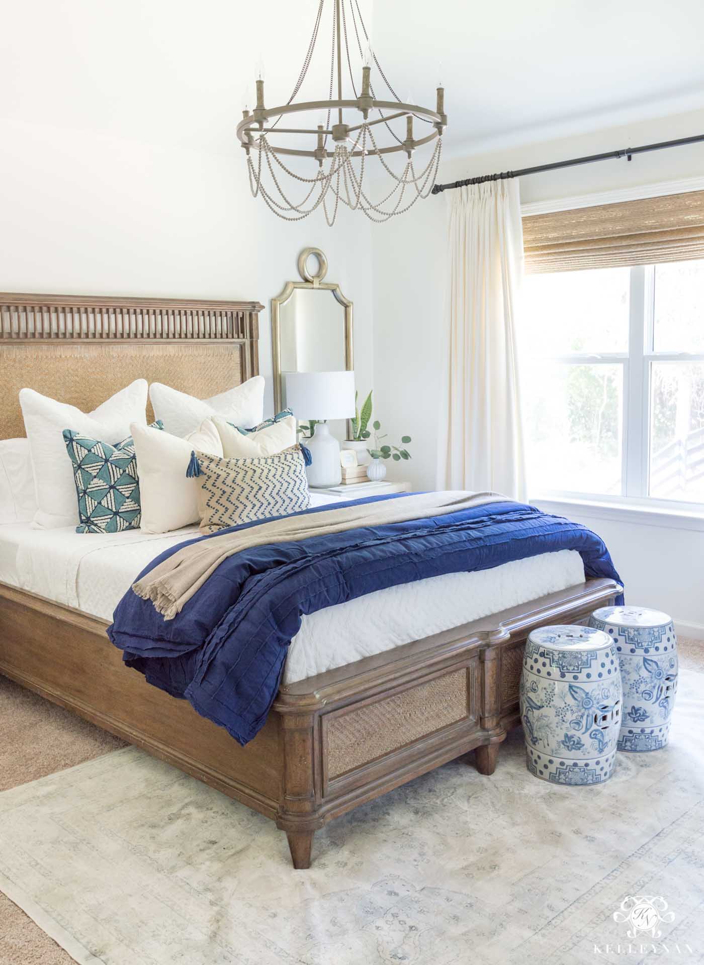 Blue & White Bedding & 7 Tips for the Perfectly Layered Bed! - Kelley Nan