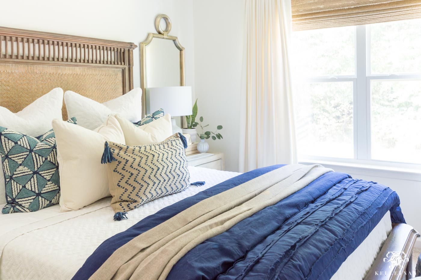 Blue & White Bedding & 7 Tips for the Perfectly Layered Bed! - Kelley Nan