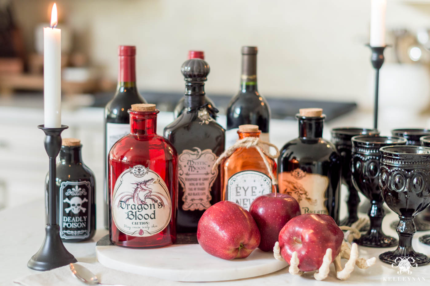 Halloween Potions and Bottles for Kitchen Countertop Decor