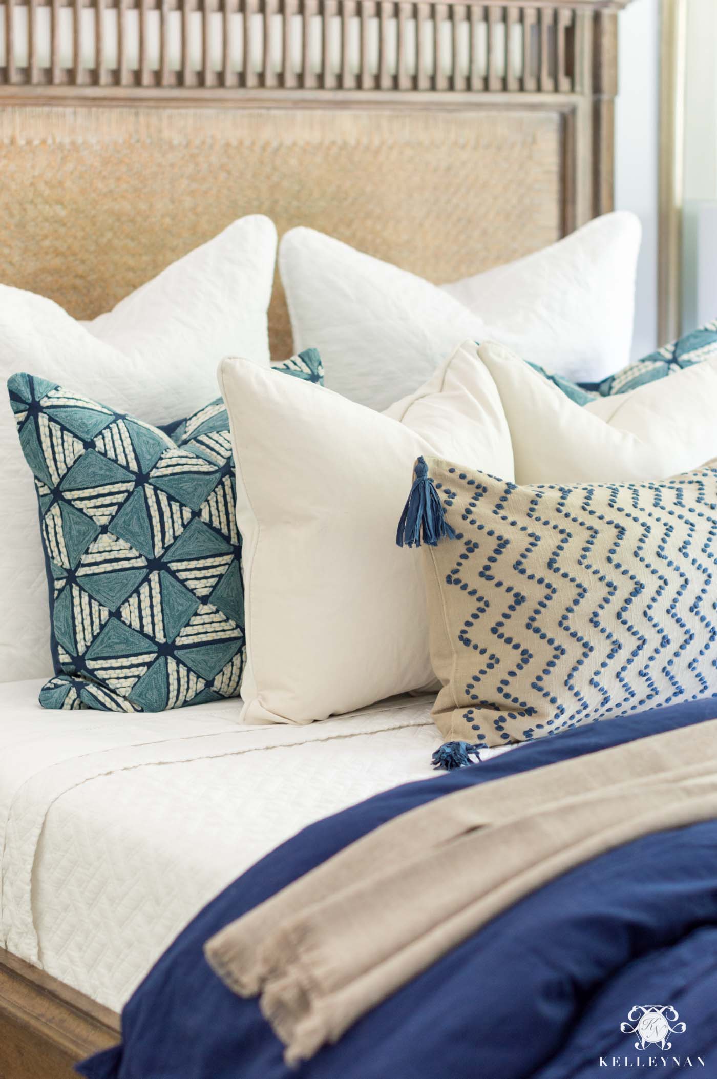 Blue and hotsell white pillows