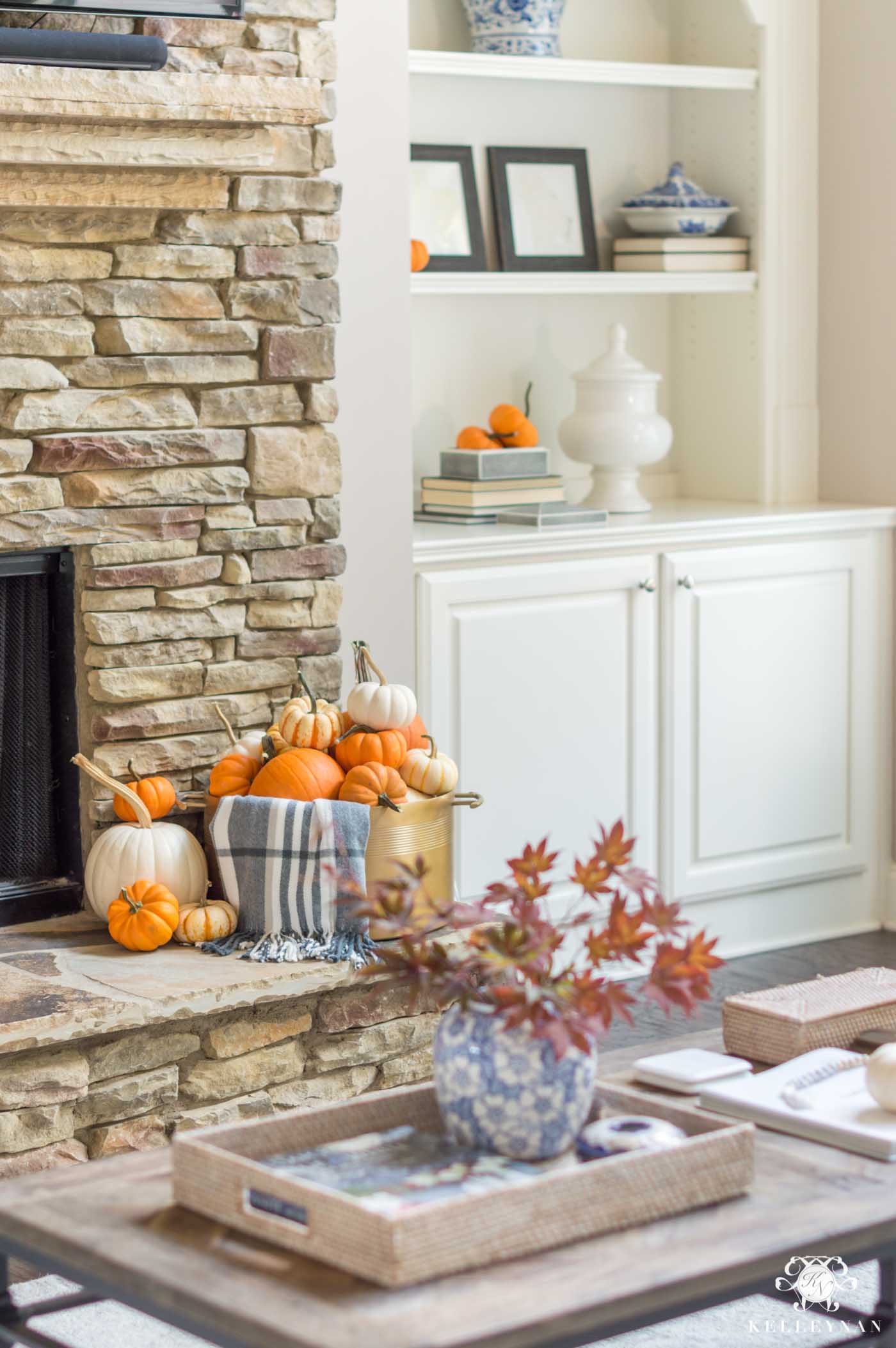 Fall fireplace and living room inspiration