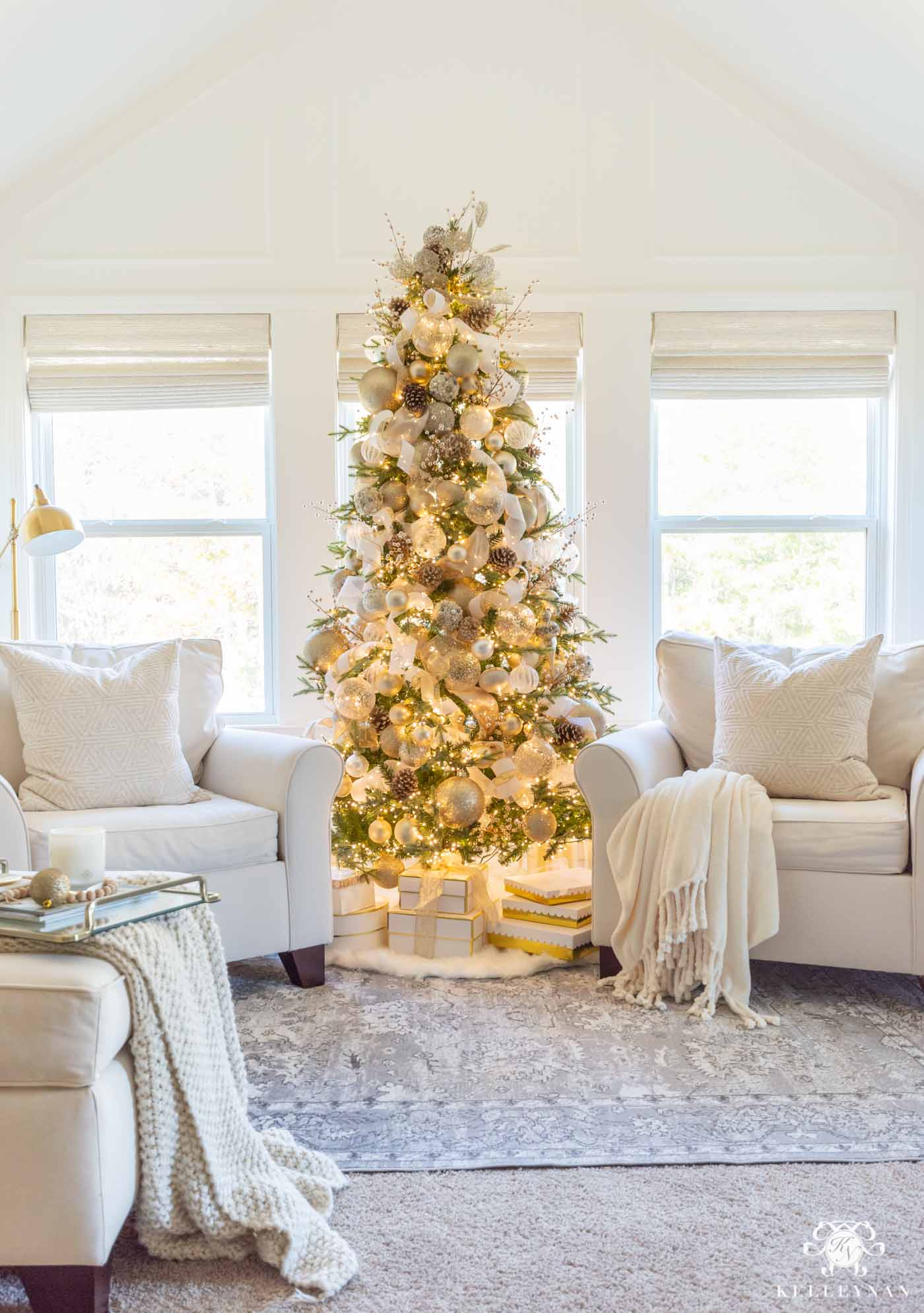 Master Bedroom Sitting Area Christmas Tree and Holiday Decor