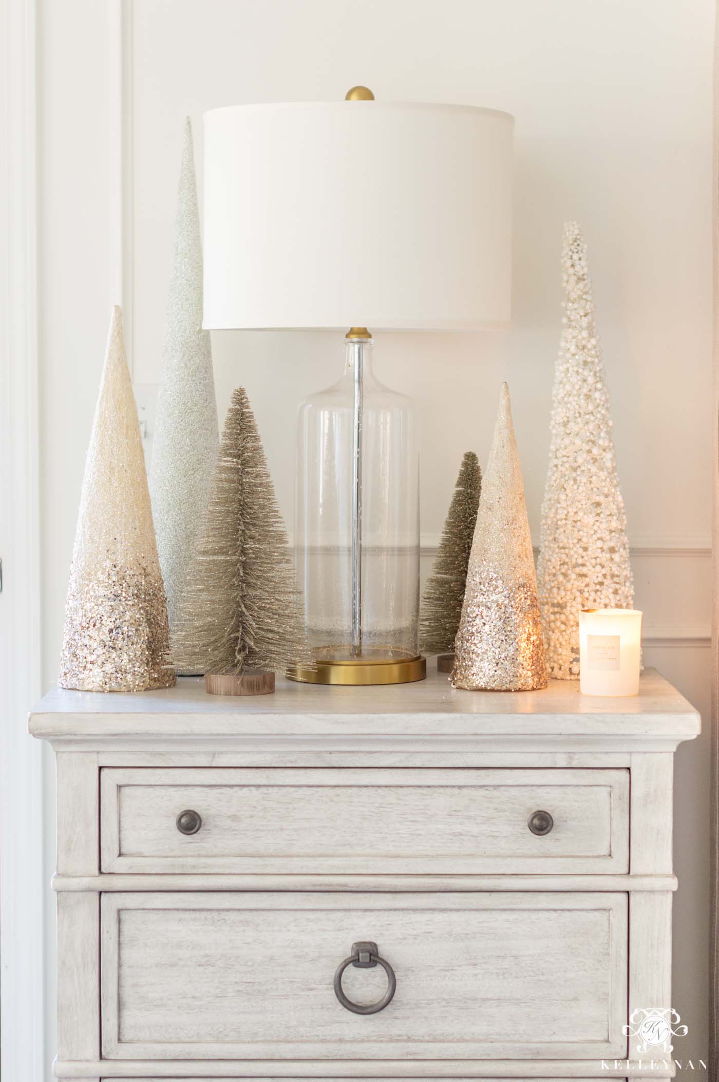 Bedroom Christmas Ideas and Nightstand Christmas Trees