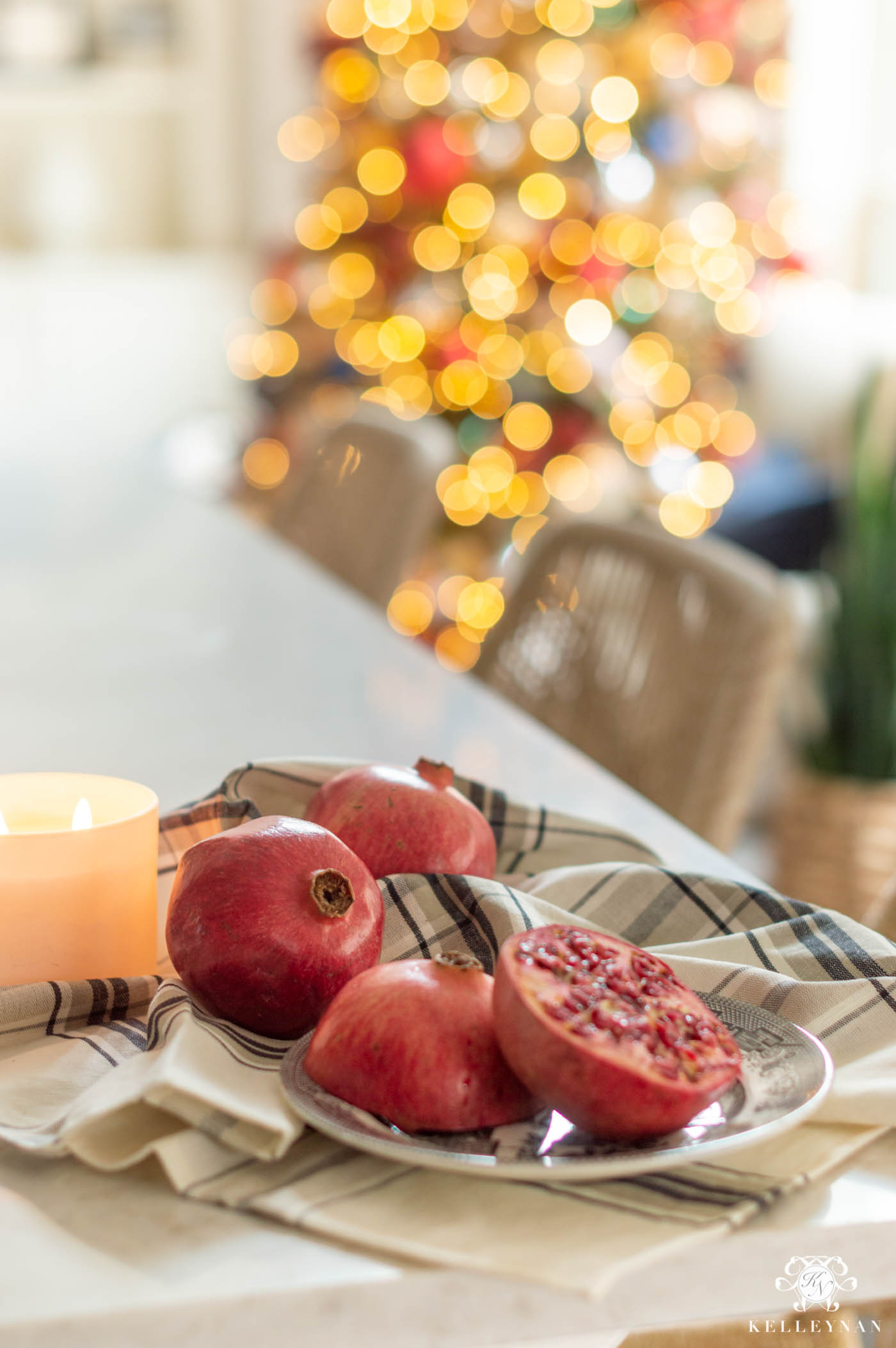 Christmas Kitchen Decor with Pomegranates