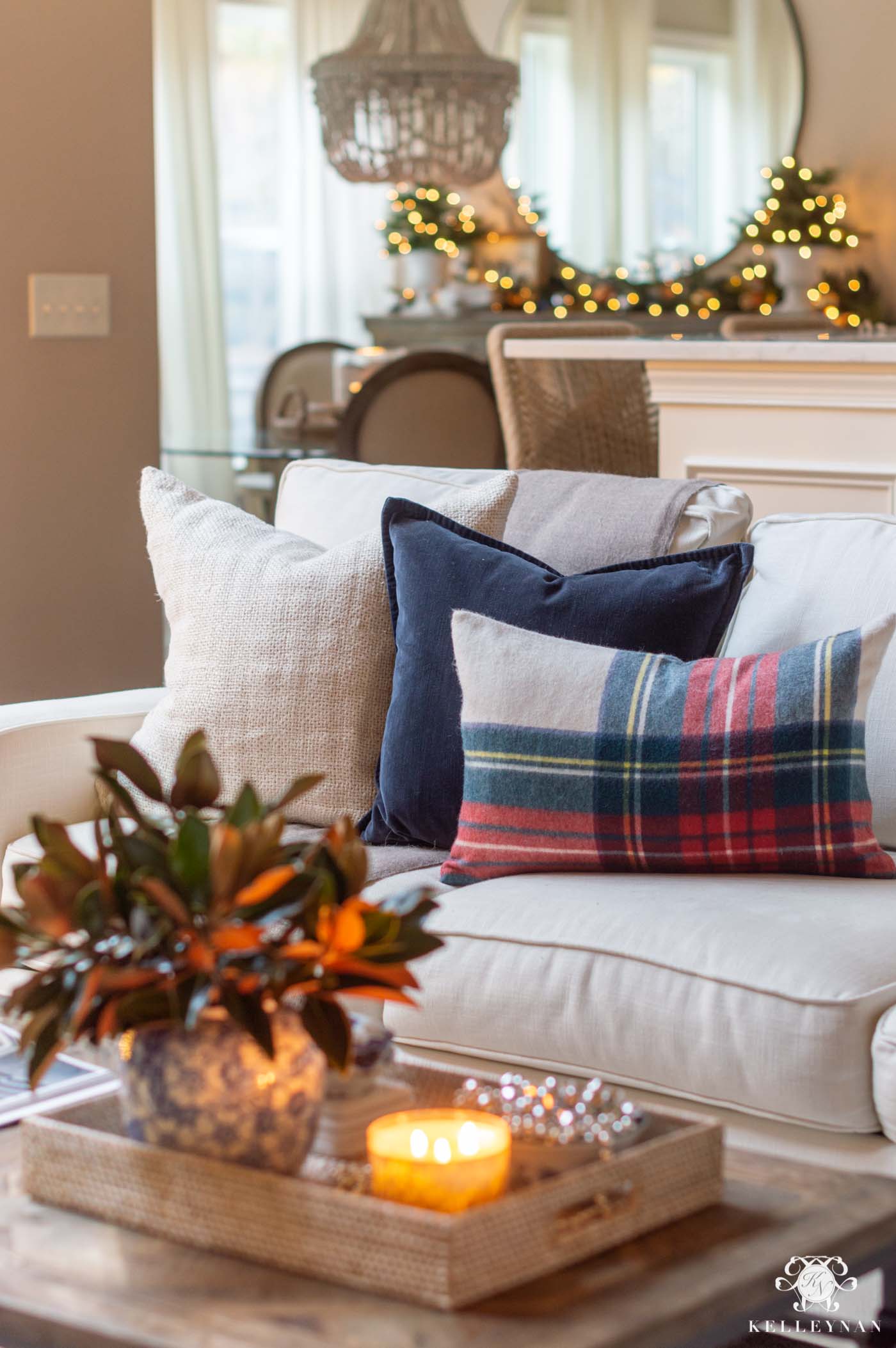 Plaid Christmas Living Room Decor