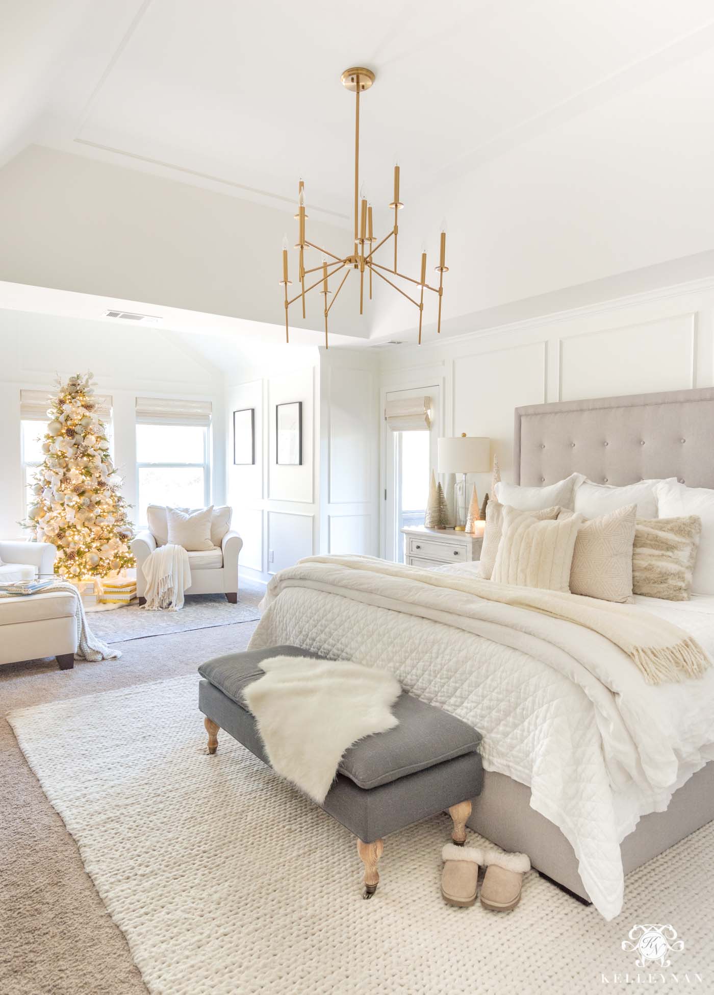 Cozy White Christmas Bedroom