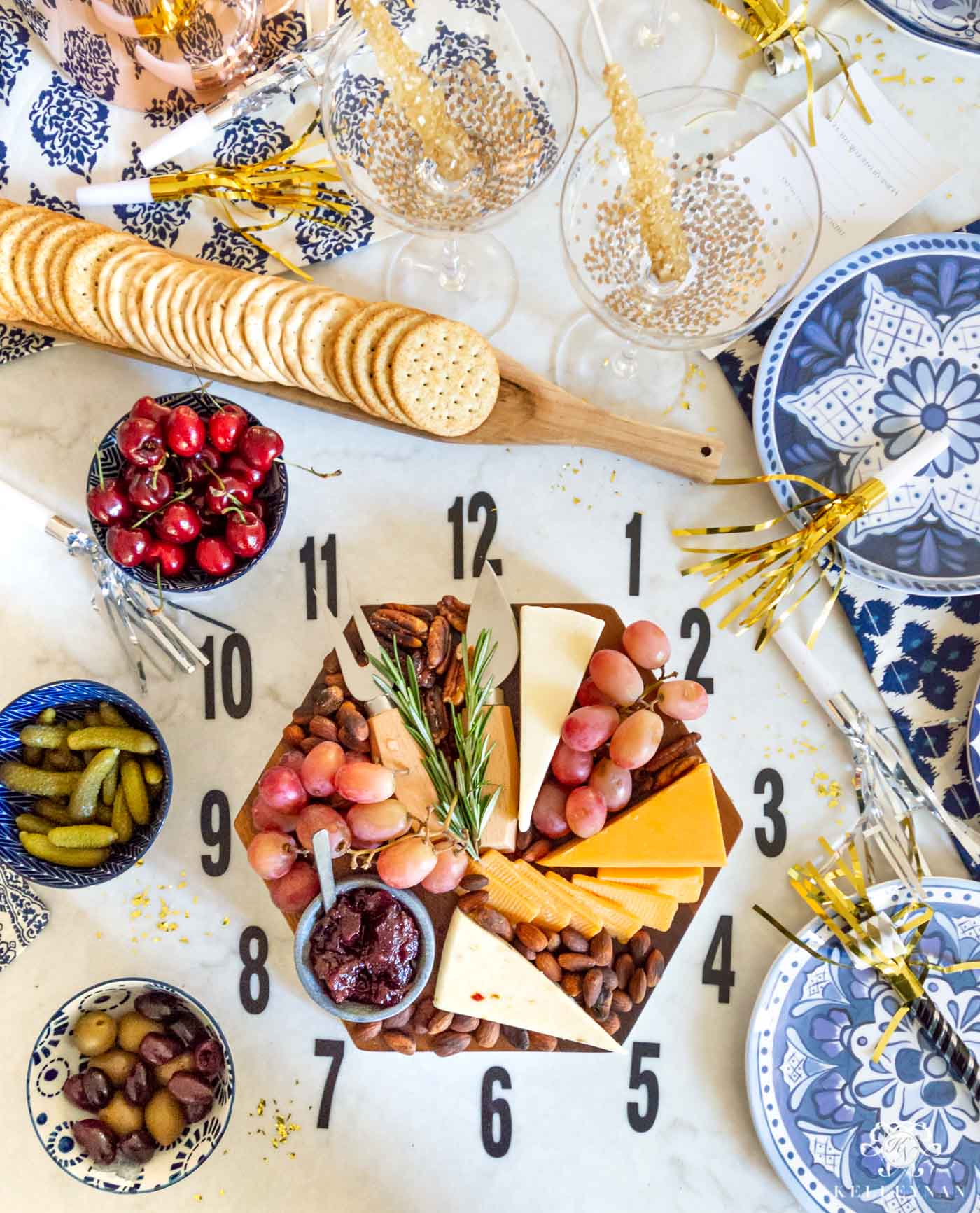 New Year's Eve Party Food Idea- Clock Cheese Board