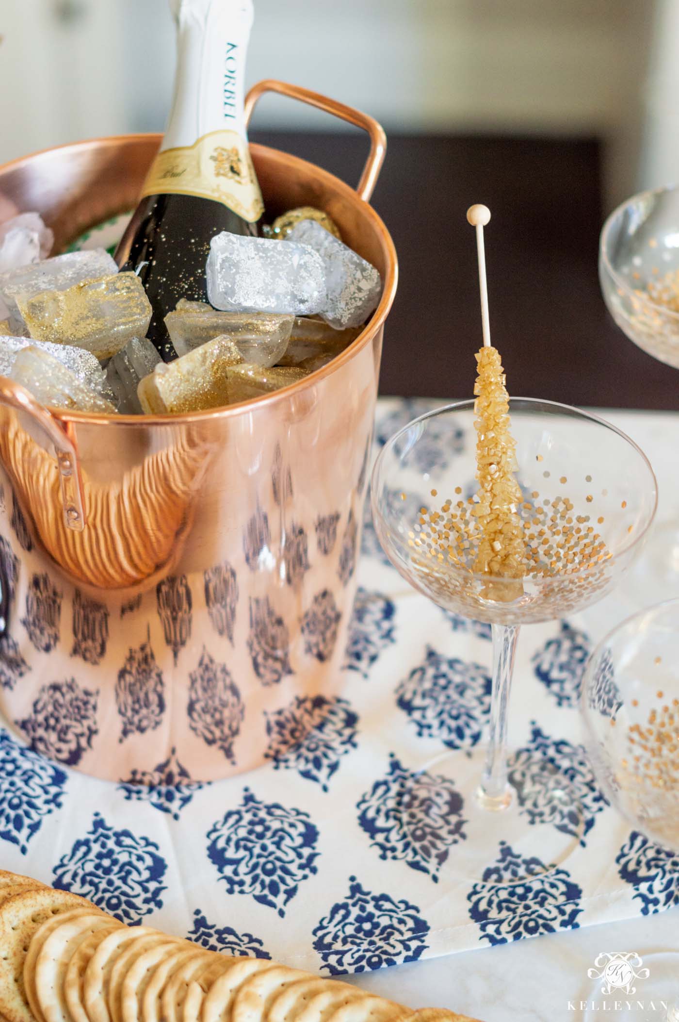 New Year's Eve Party Ideas - Glitter Ice for the Champagne Bucket