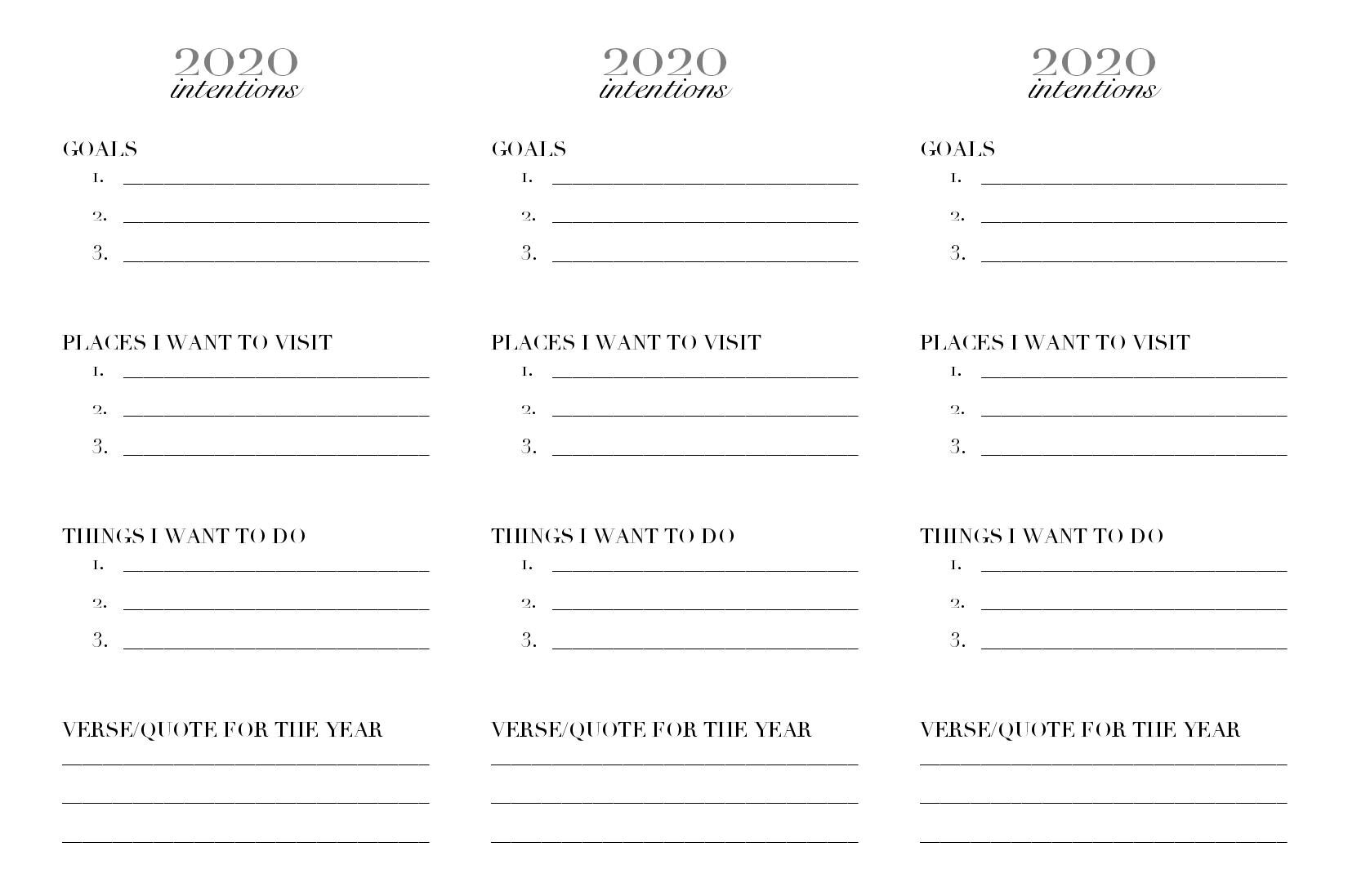New Year's Resolution and Goals PRINTABLE