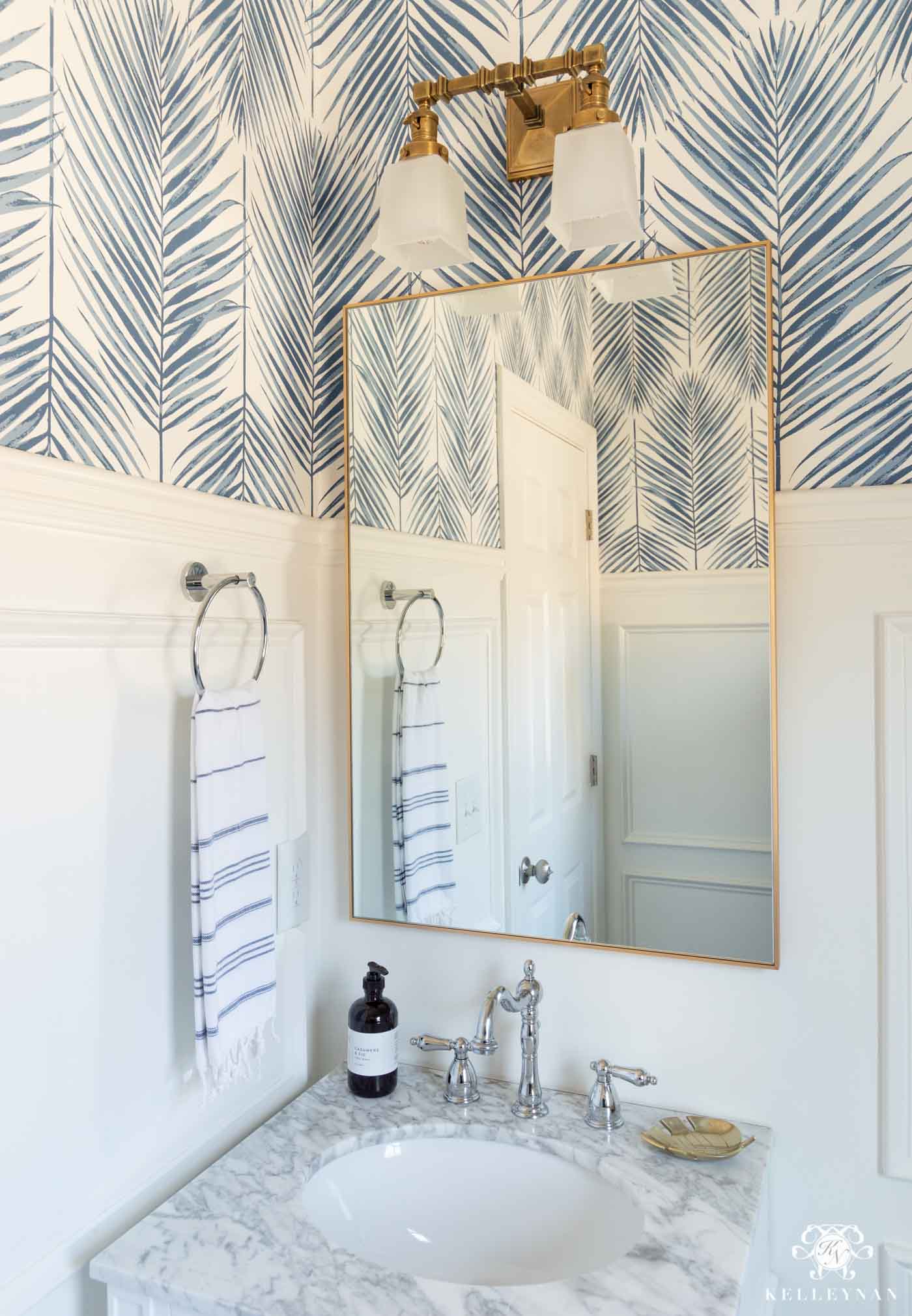 A bold  classic  whimsical  coastal  modern powder room  Sunny Circle  Studio