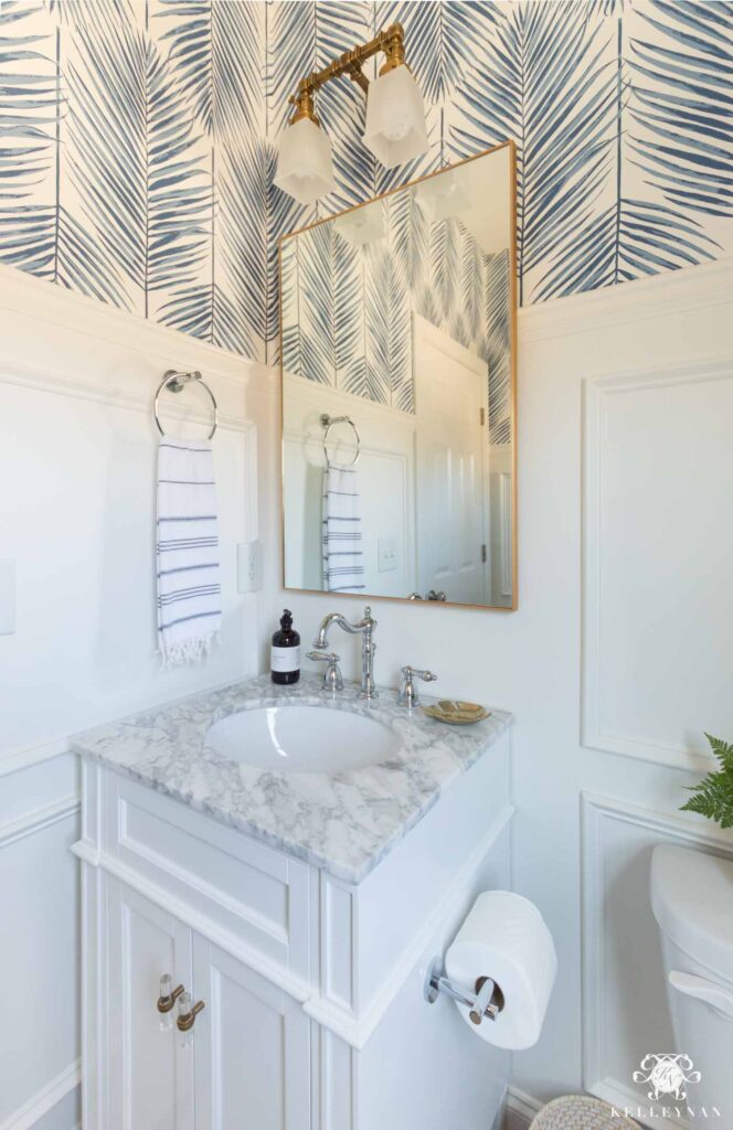 Coastal Powder Room - A Modern, Classic Design - Kelley Nan