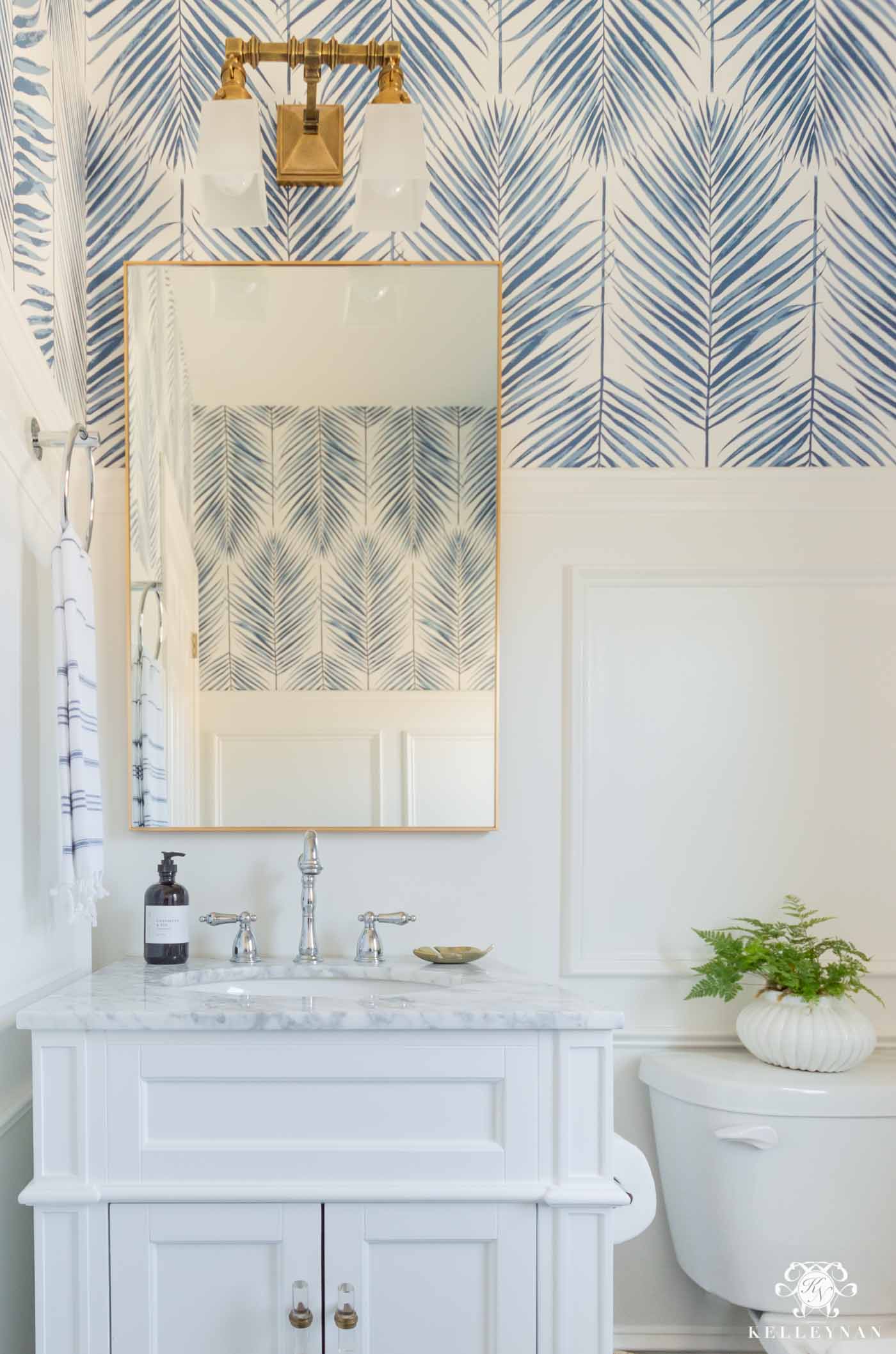 Coastal Powder Room -- A Modern, Classic Design | Kelley Nan