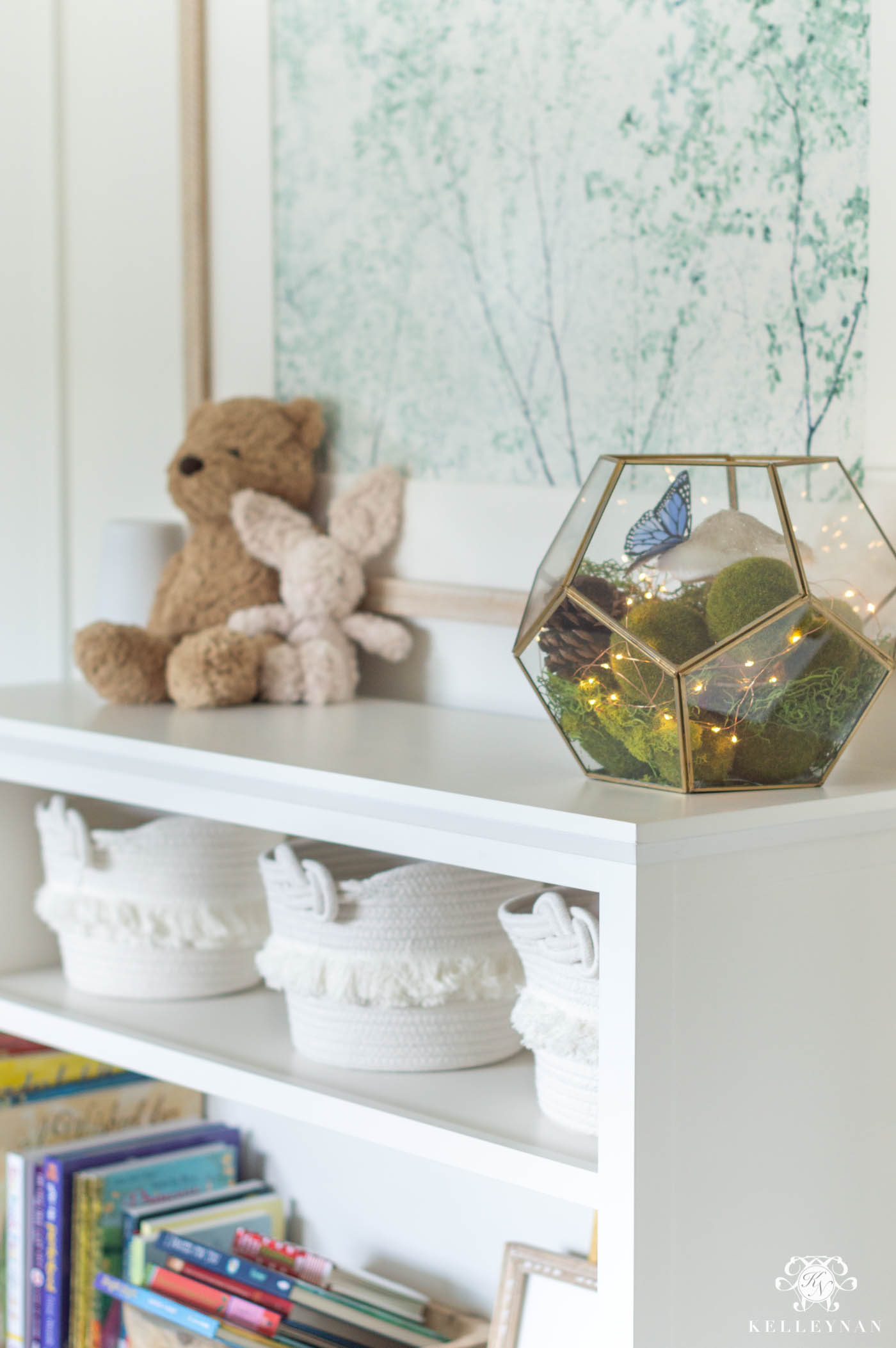 Baby Girl Nursery Decor: Bookshelf Fairy Garden Terrarium