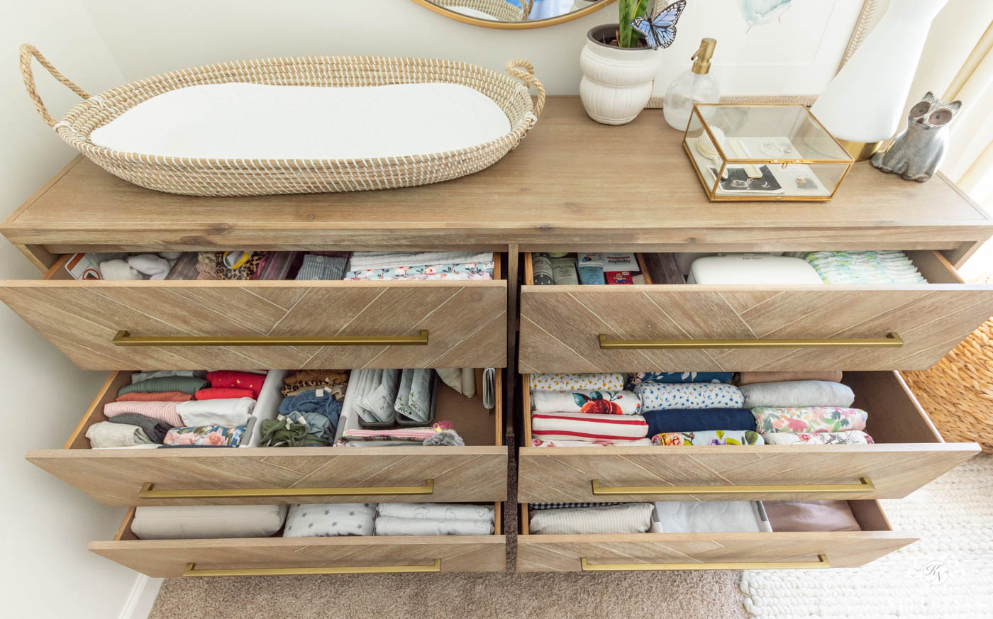 best way to organize baby dresser